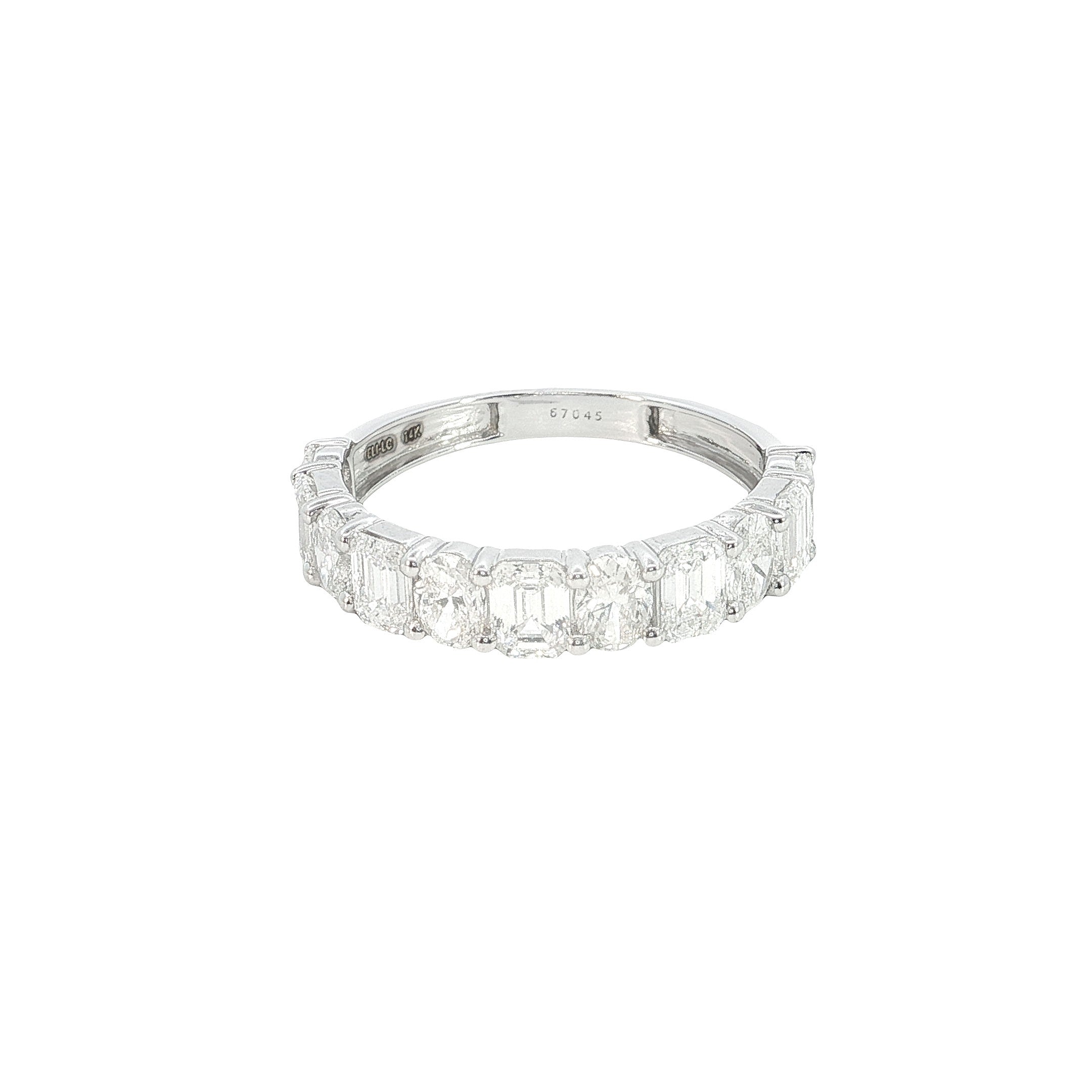 radiant and oval cut lab diamond ring half eternity ring