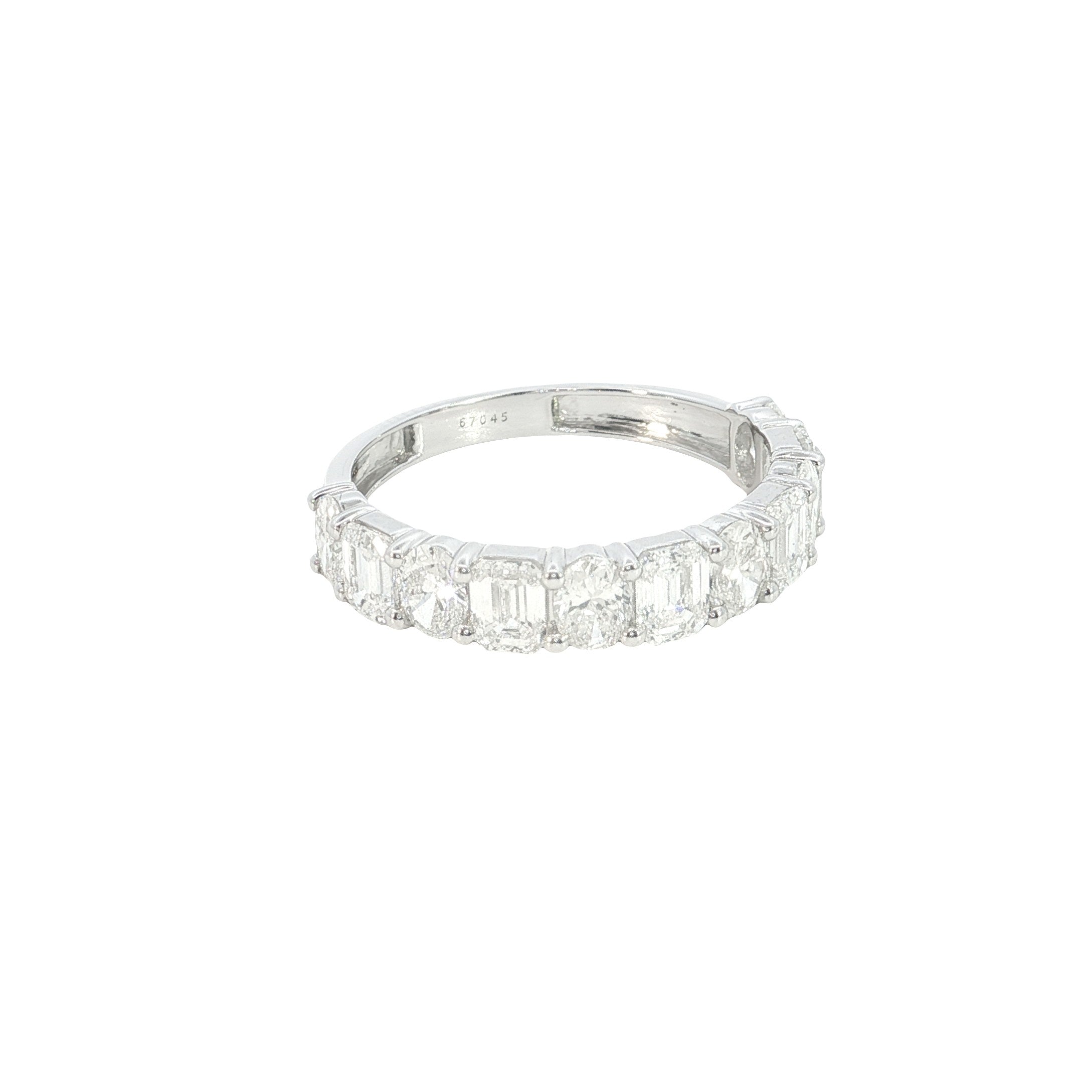radiant and oval cut lab diamond ring half eternity ring