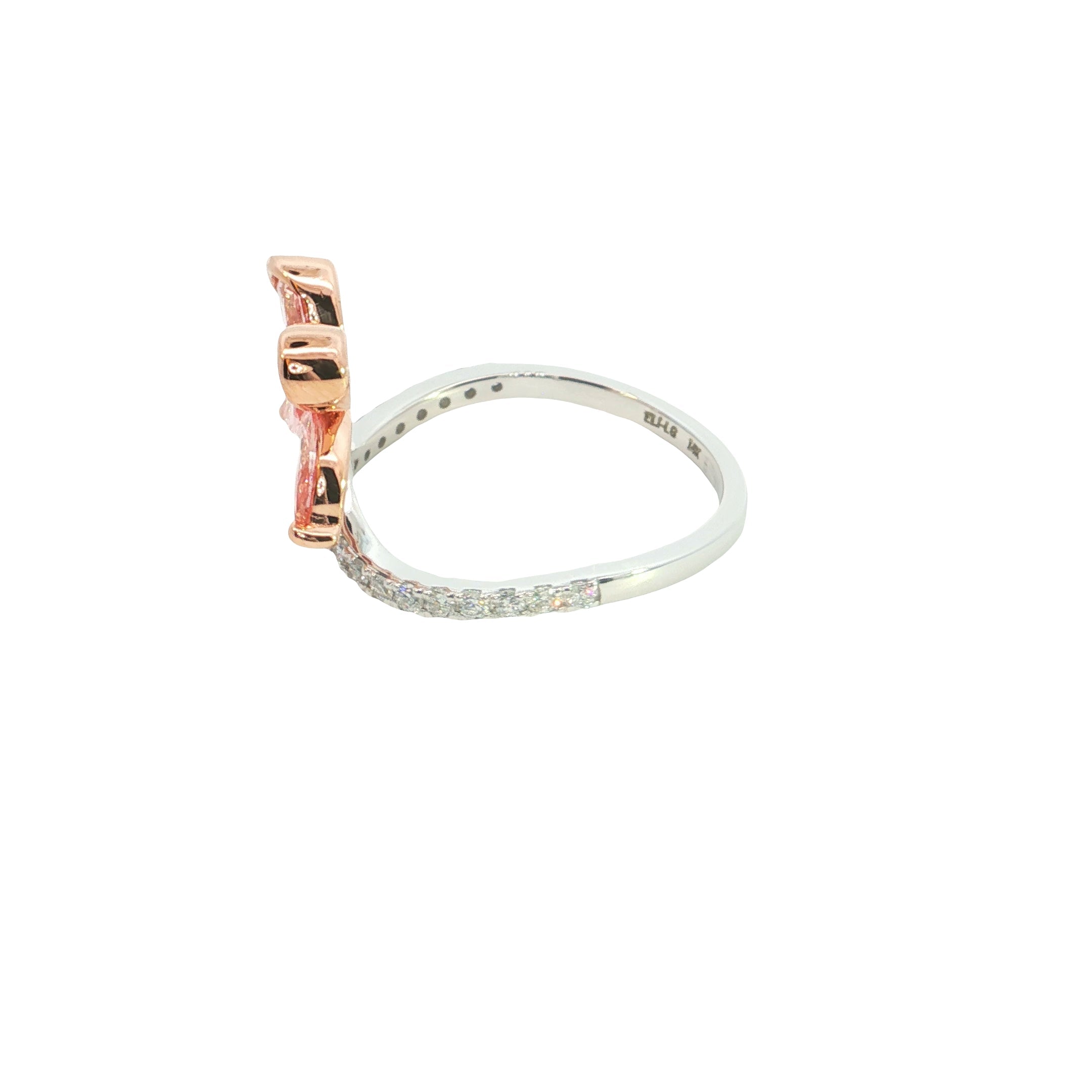 pink color pear and marquise with white brilliant cut lab grown diamond fancy ring
