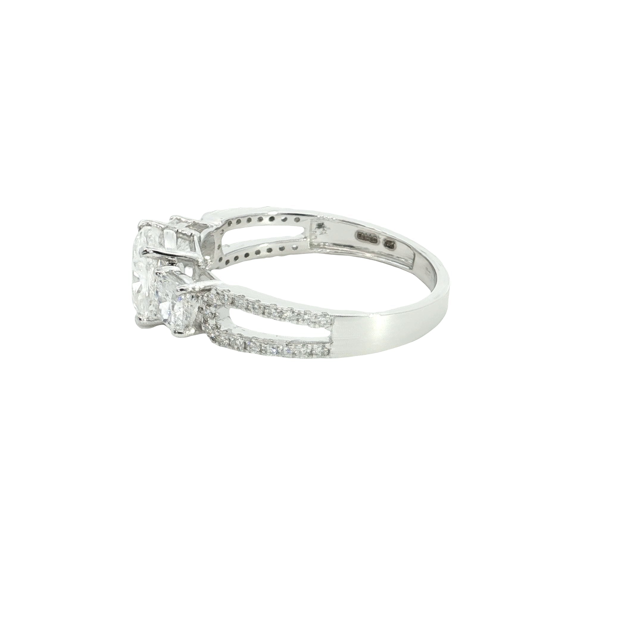cushion with round brilliant cut lab grown diamond engagement ring