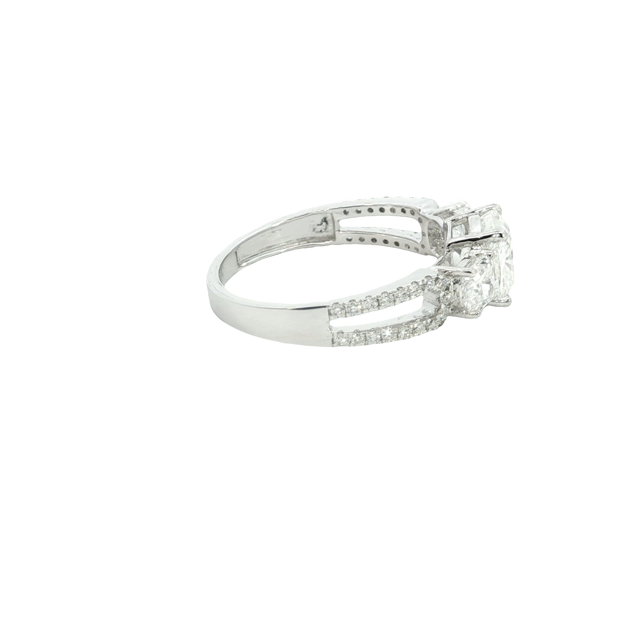cushion with round brilliant cut lab grown diamond engagement ring