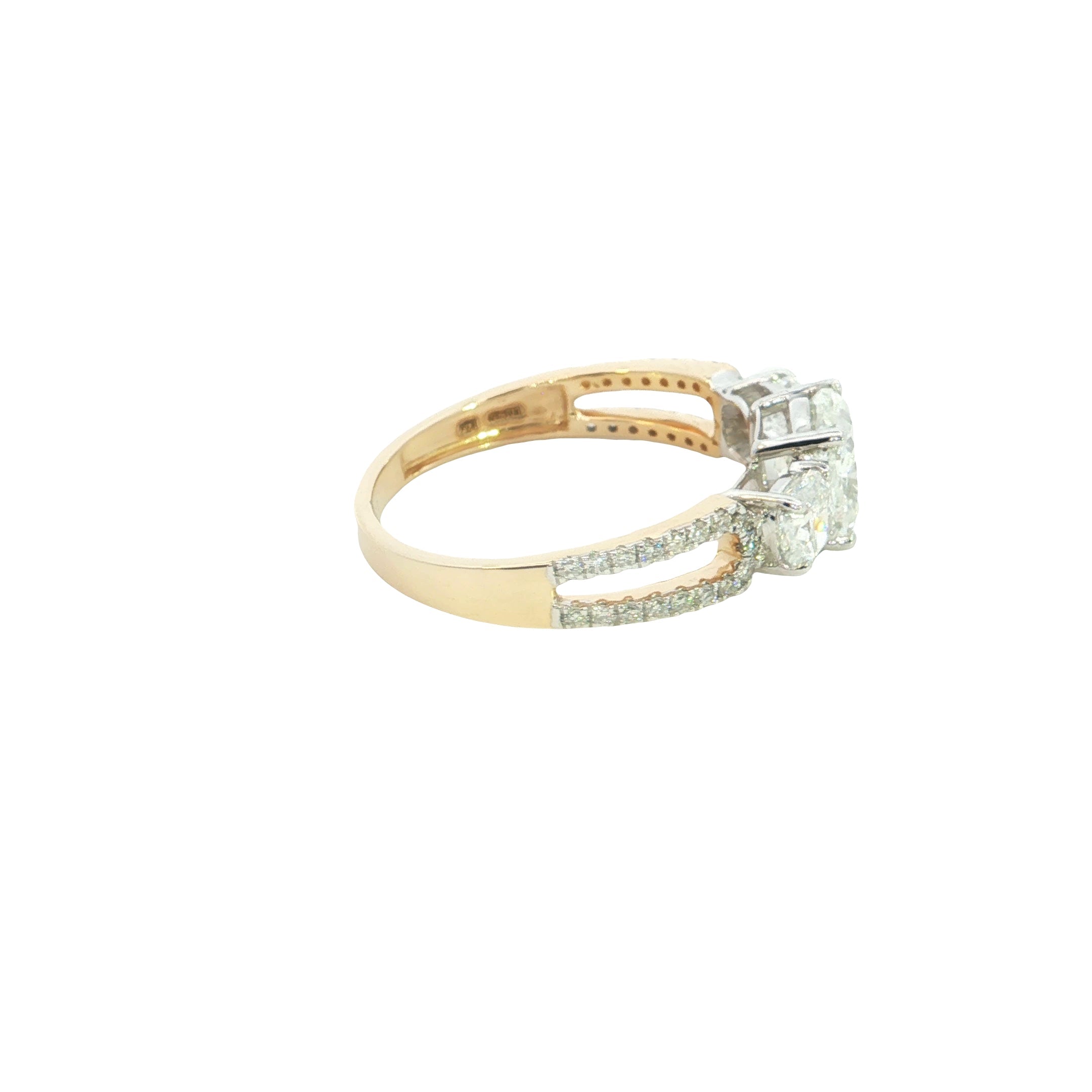 cushion with round brilliant cut lab grown diamond engagement ring