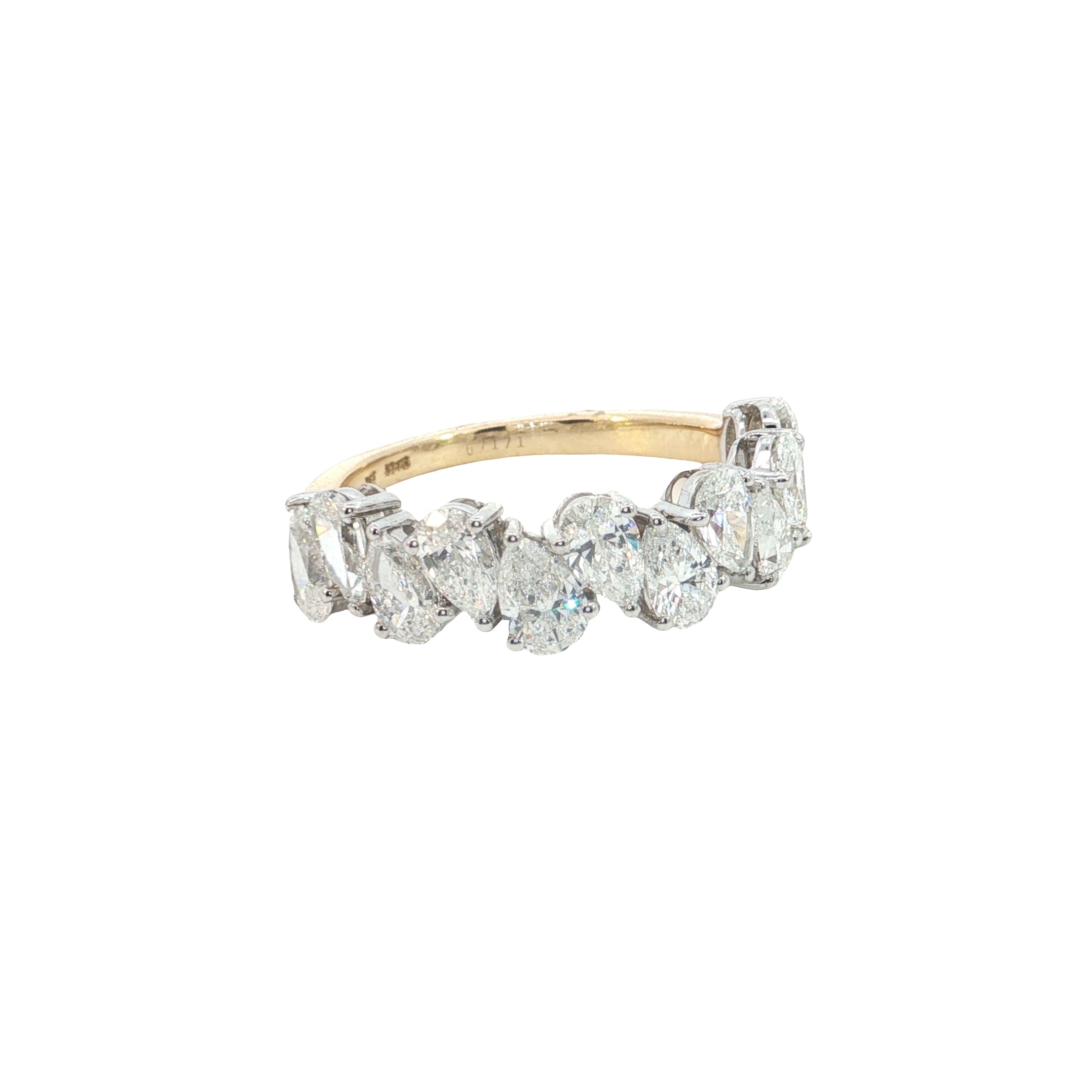 pear cut lab diamond ring half eternity stackable ring