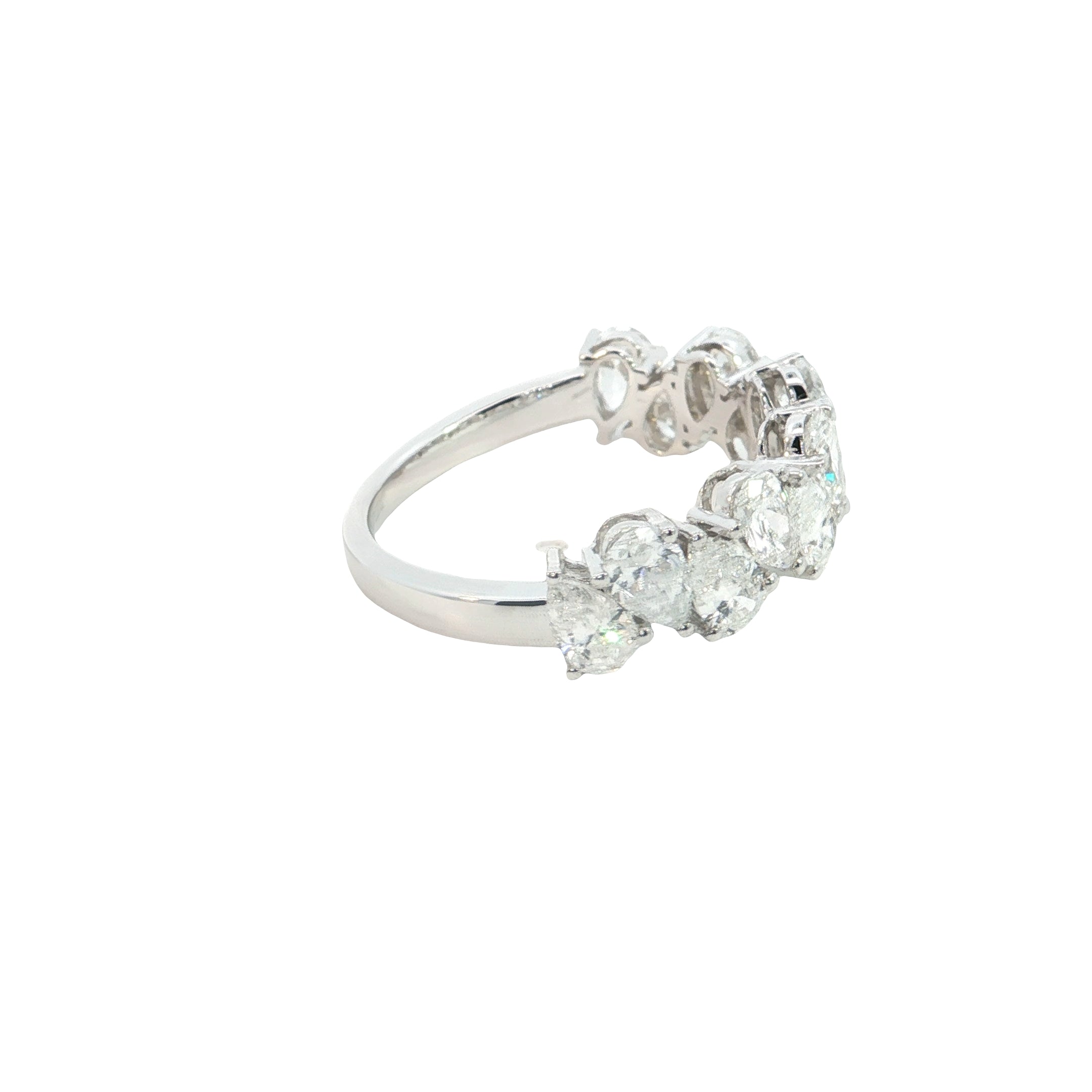 pear cut lab diamond ring half eternity stackable ring
