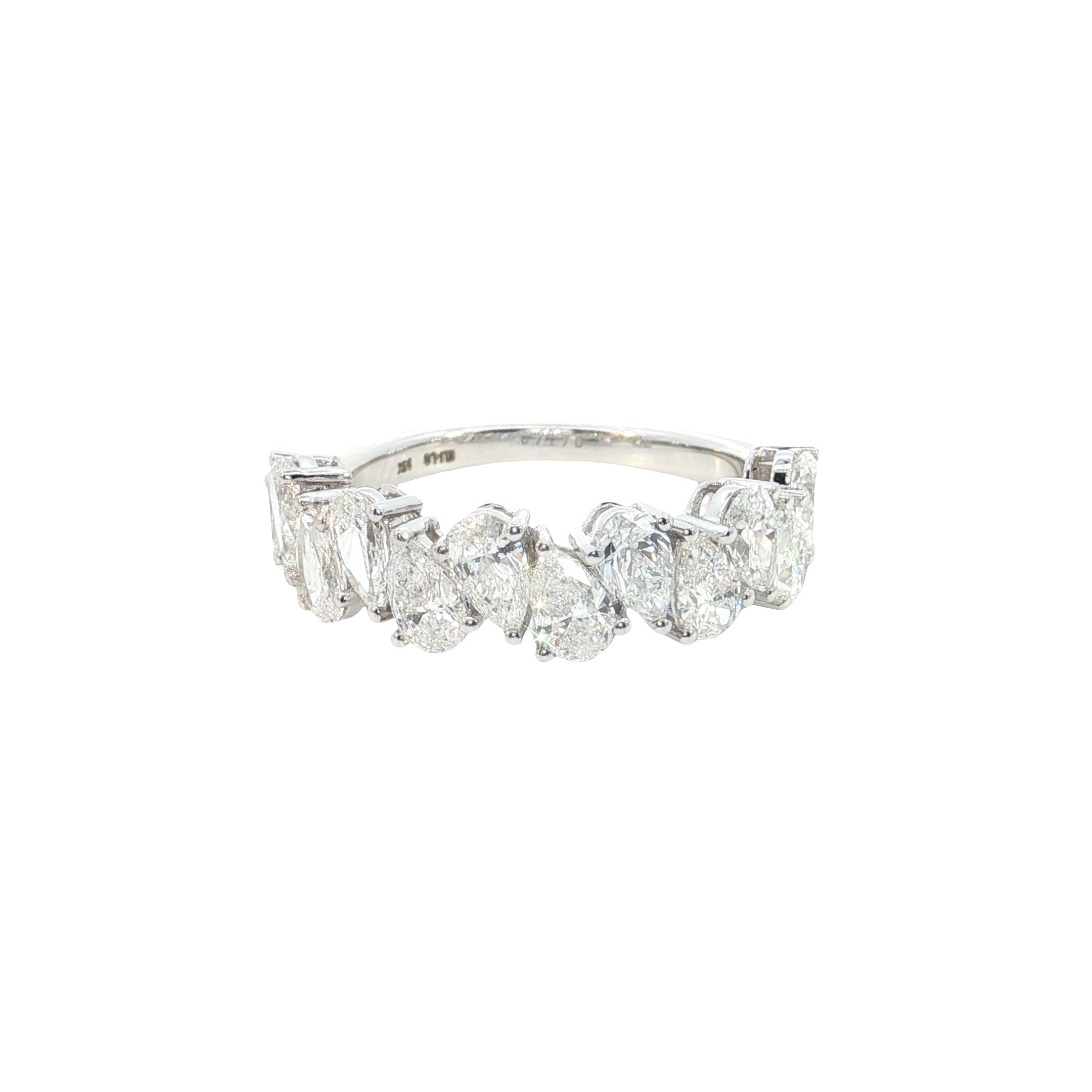 pear cut lab diamond ring half eternity stackable ring