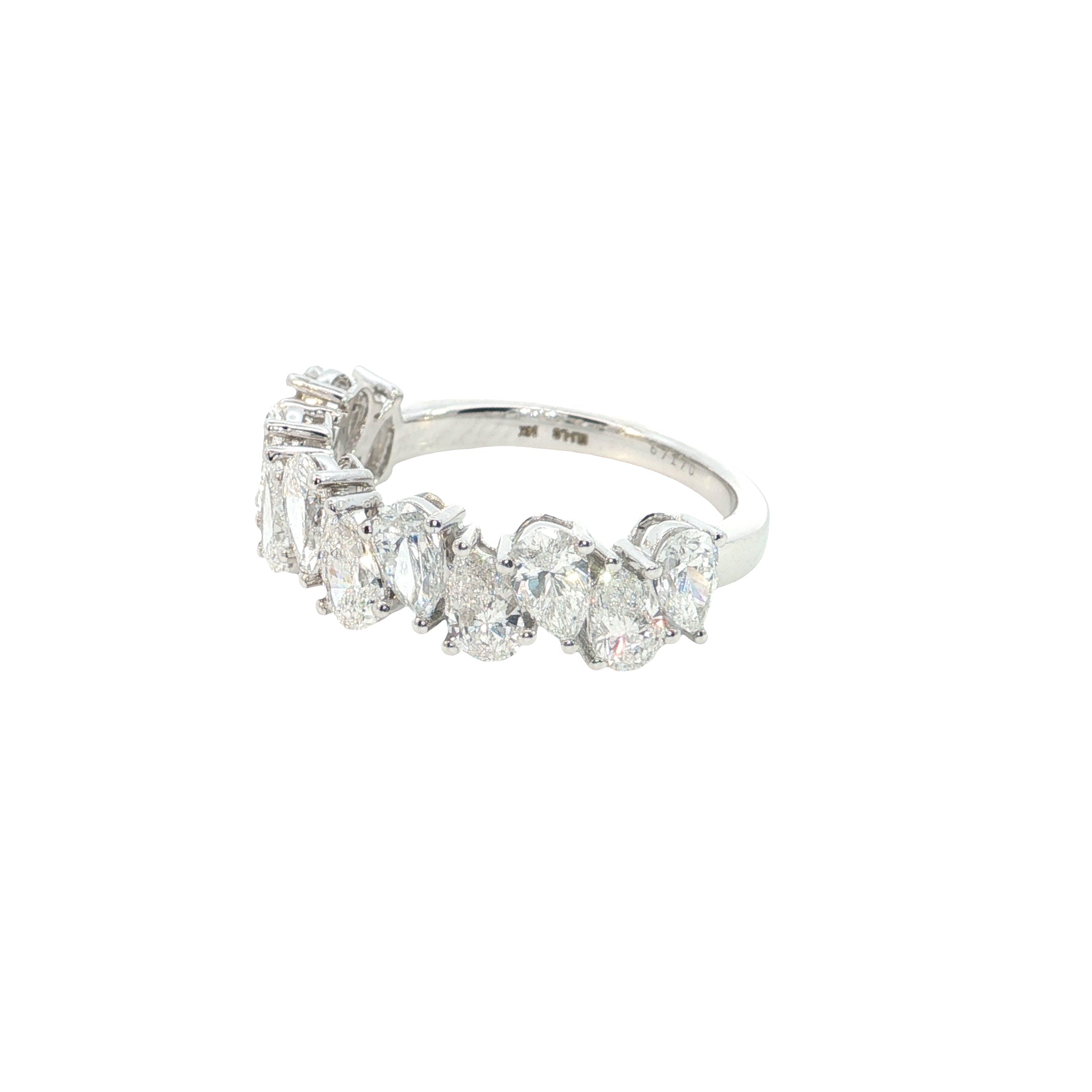 pear cut lab diamond ring half eternity stackable ring