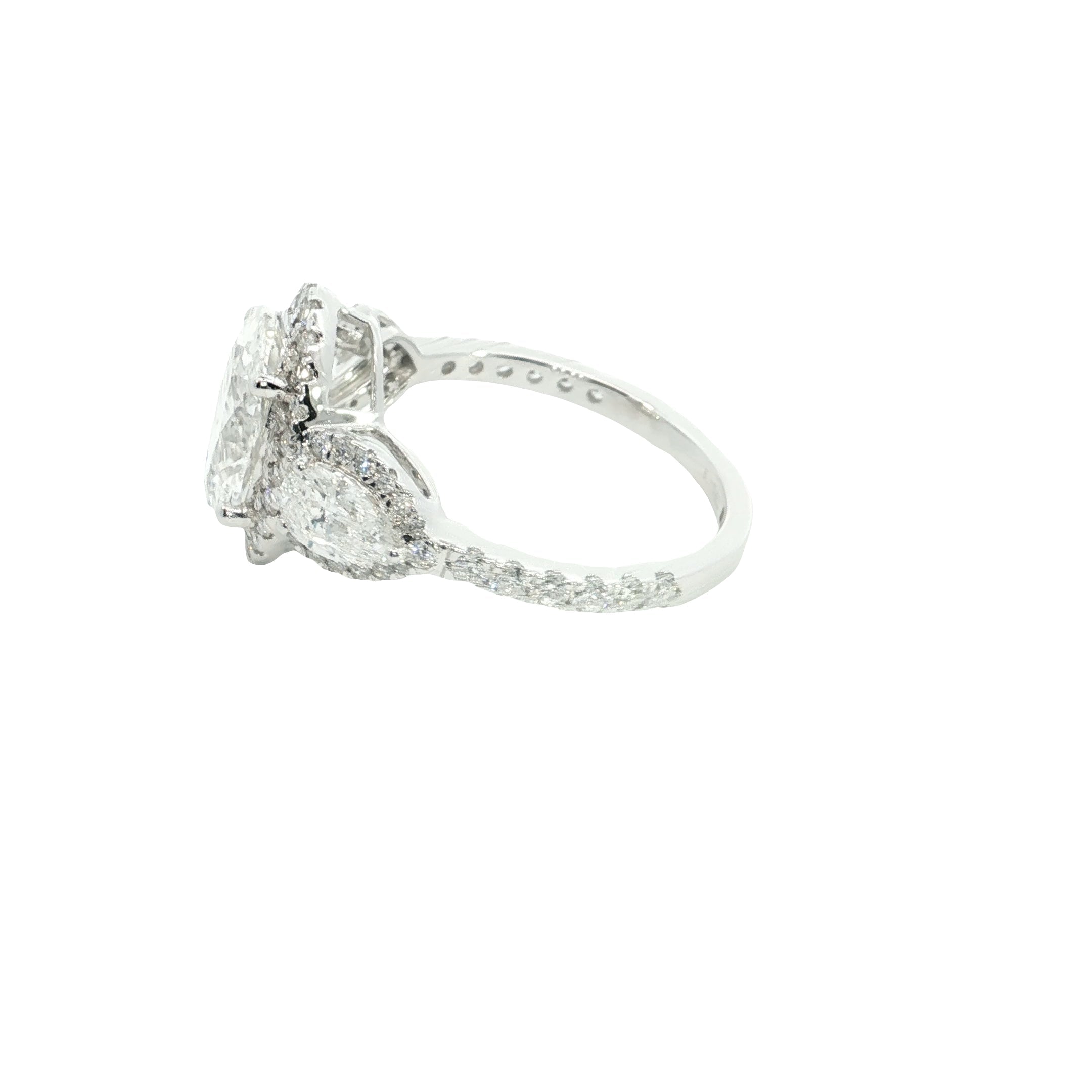 Oval and Pear with Brilliant cut Shape Lab grown Diamond Halo Engagement Ring