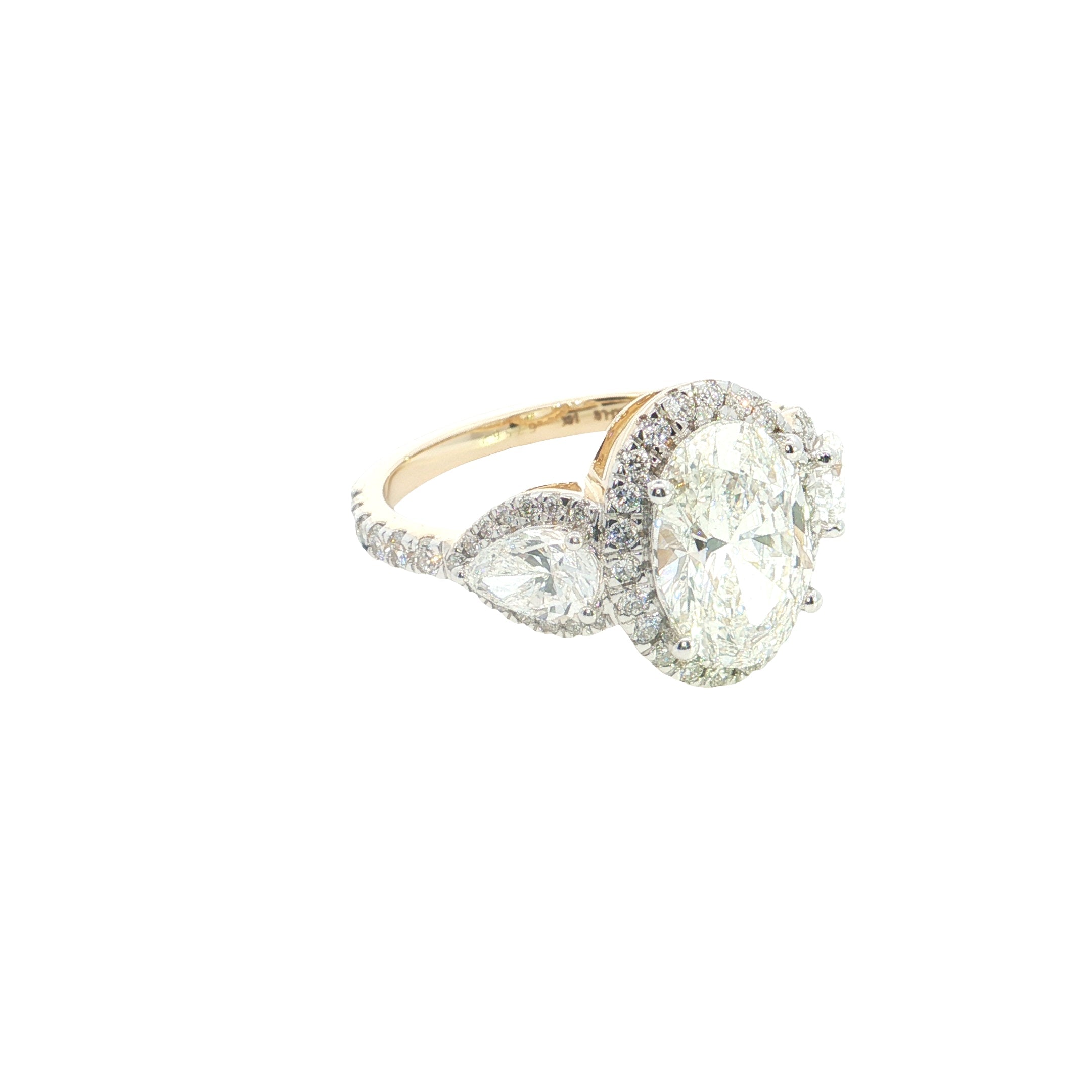 Oval and Pear with Brilliant cut Shape Lab grown Diamond Halo Engagement Ring