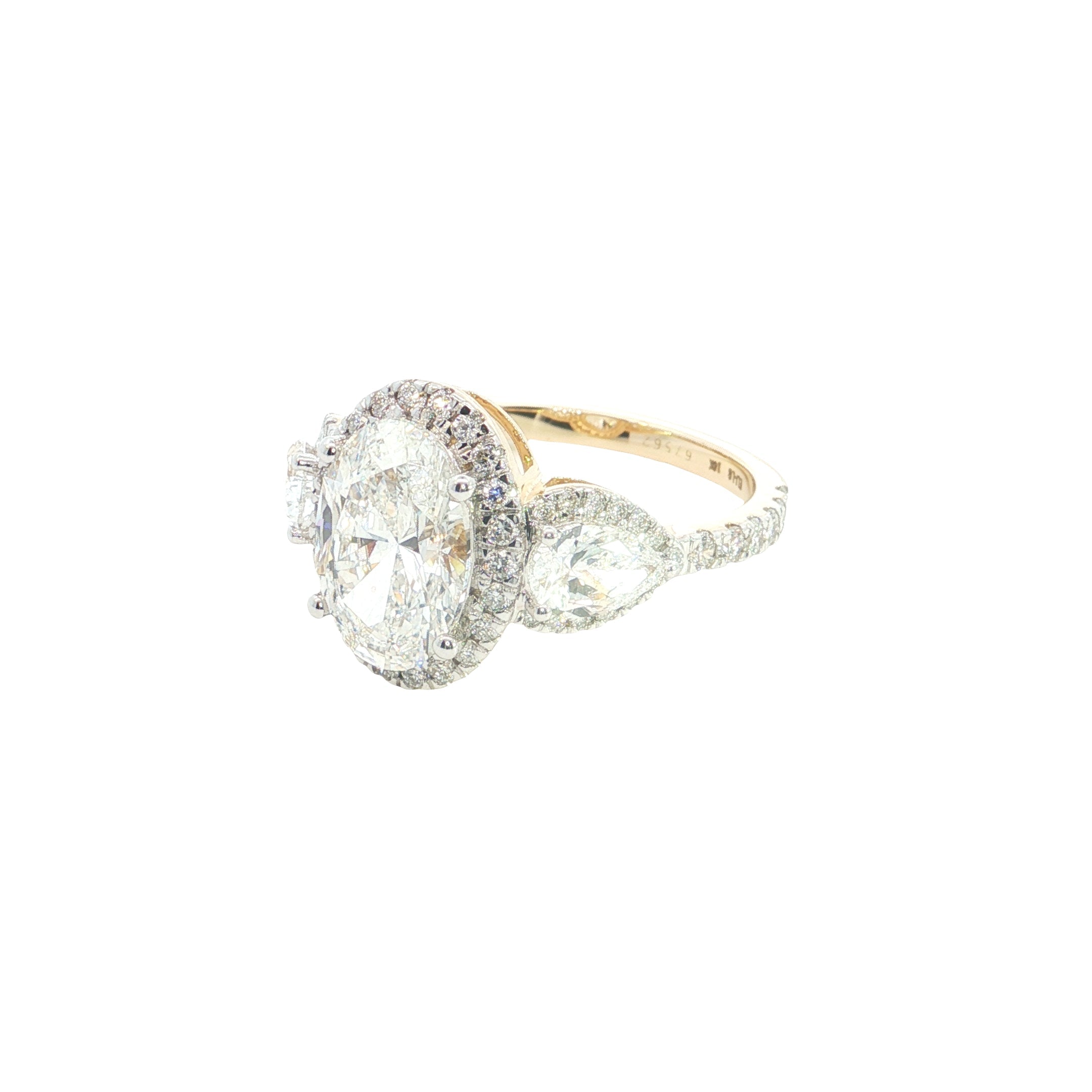 Oval and Pear with Brilliant cut Shape Lab grown Diamond Halo Engagement Ring