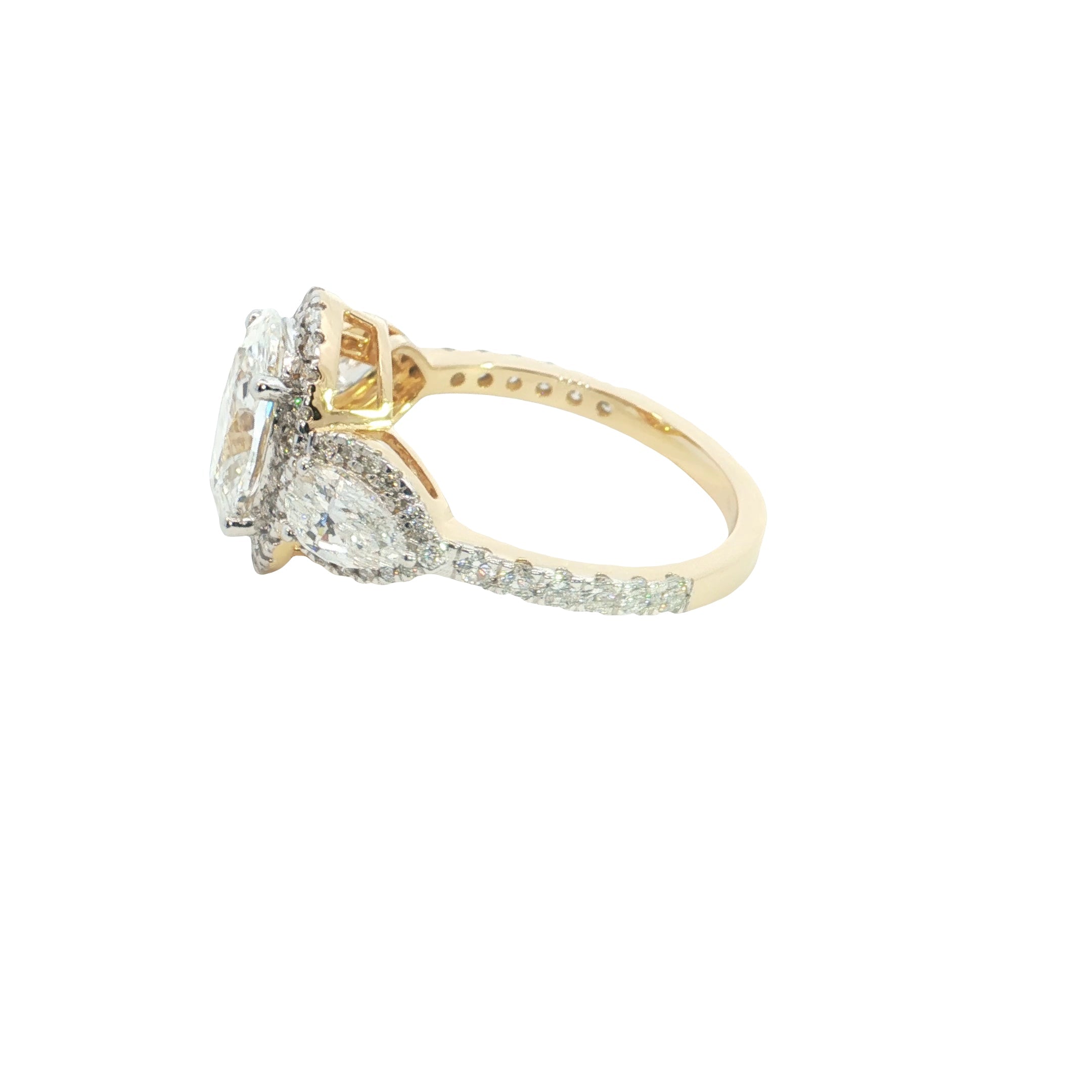 Oval and Pear with Brilliant cut Shape Lab grown Diamond Halo Engagement Ring