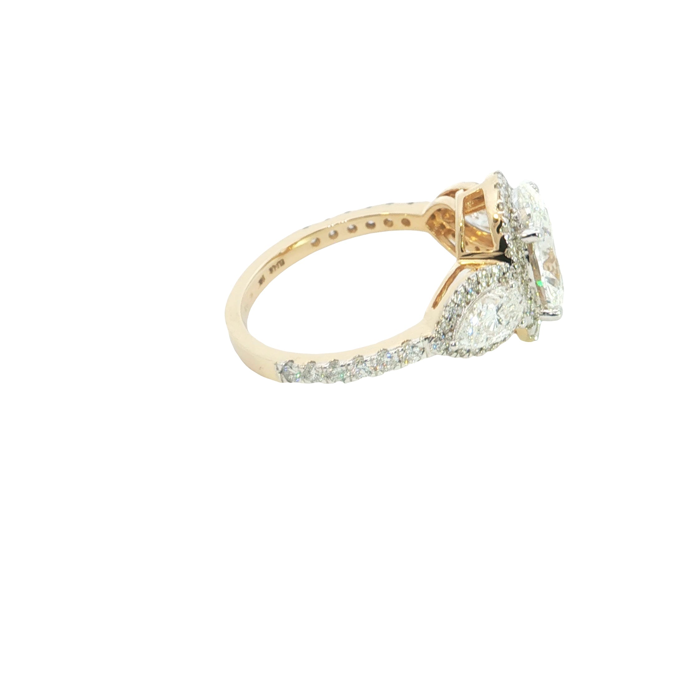 Oval and Pear with Brilliant cut Shape Lab grown Diamond Halo Engagement Ring