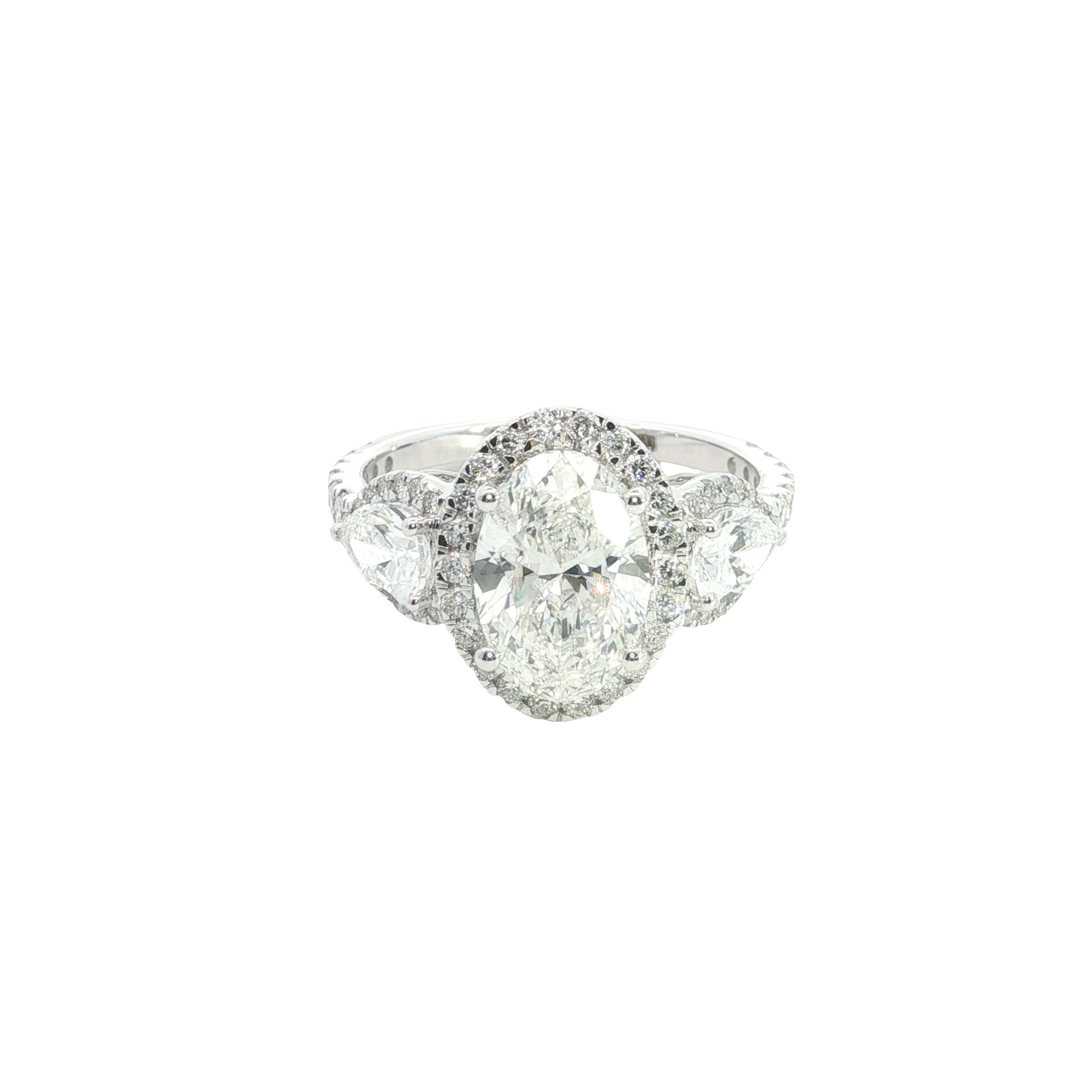 Oval and Pear with Brilliant cut Shape Lab grown Diamond Halo Engagement Ring