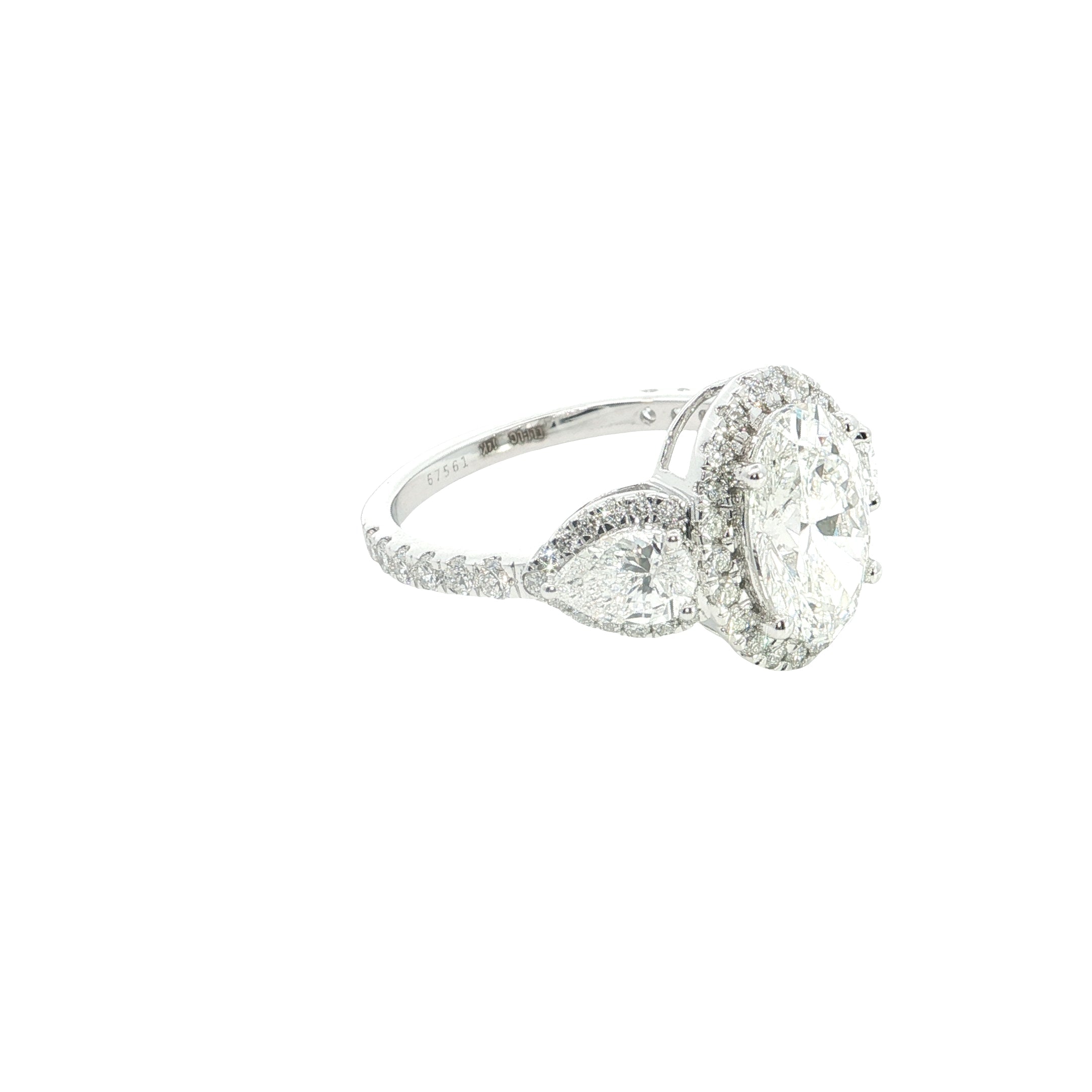 Oval and Pear with Brilliant cut Shape Lab grown Diamond Halo Engagement Ring