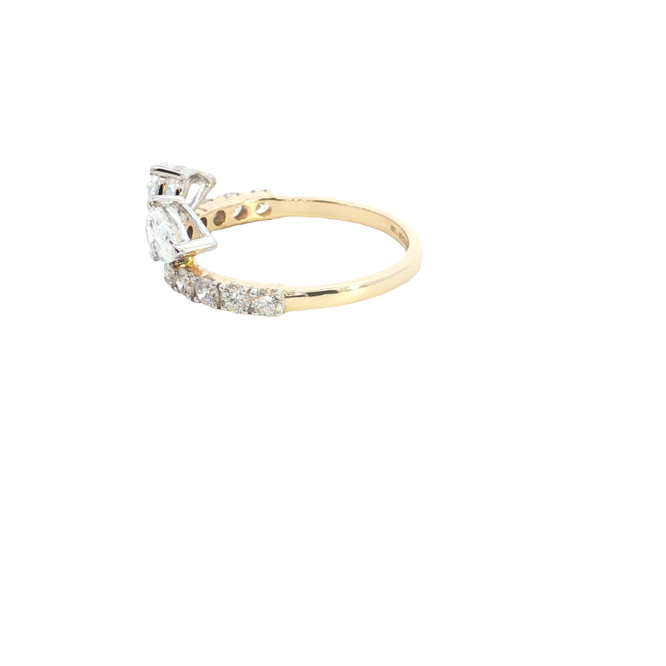 pear with round brilliant cut lab diamond stakable ring