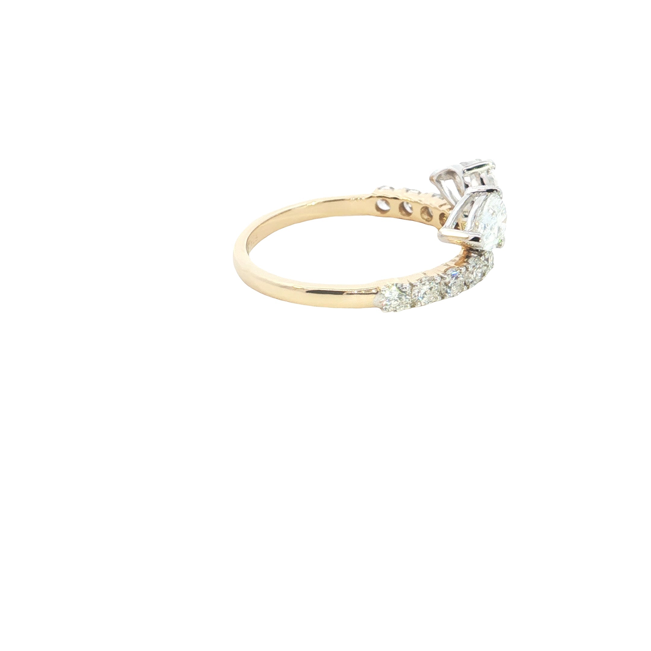 pear with round brilliant cut lab diamond stakable ring