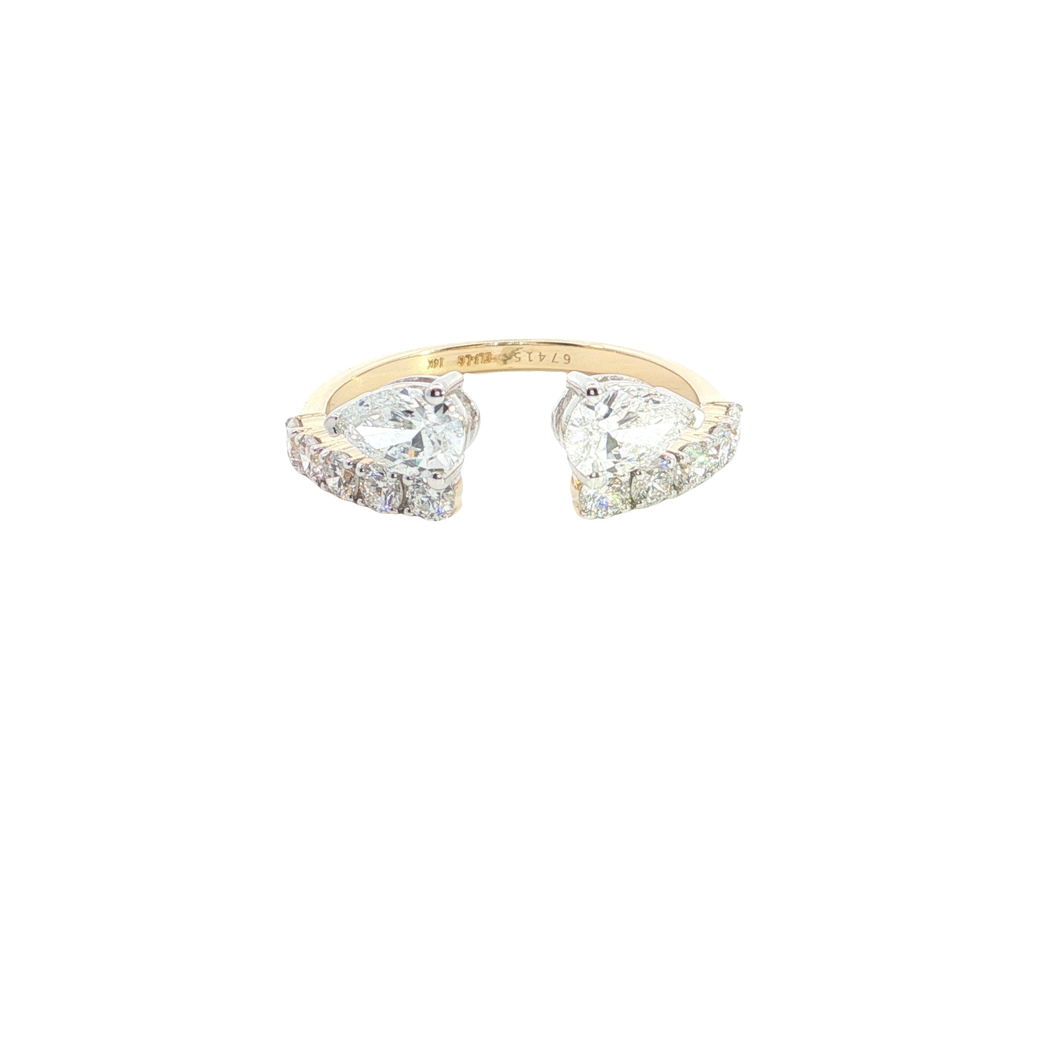 pear with round brilliant cut lab diamond stakable ring