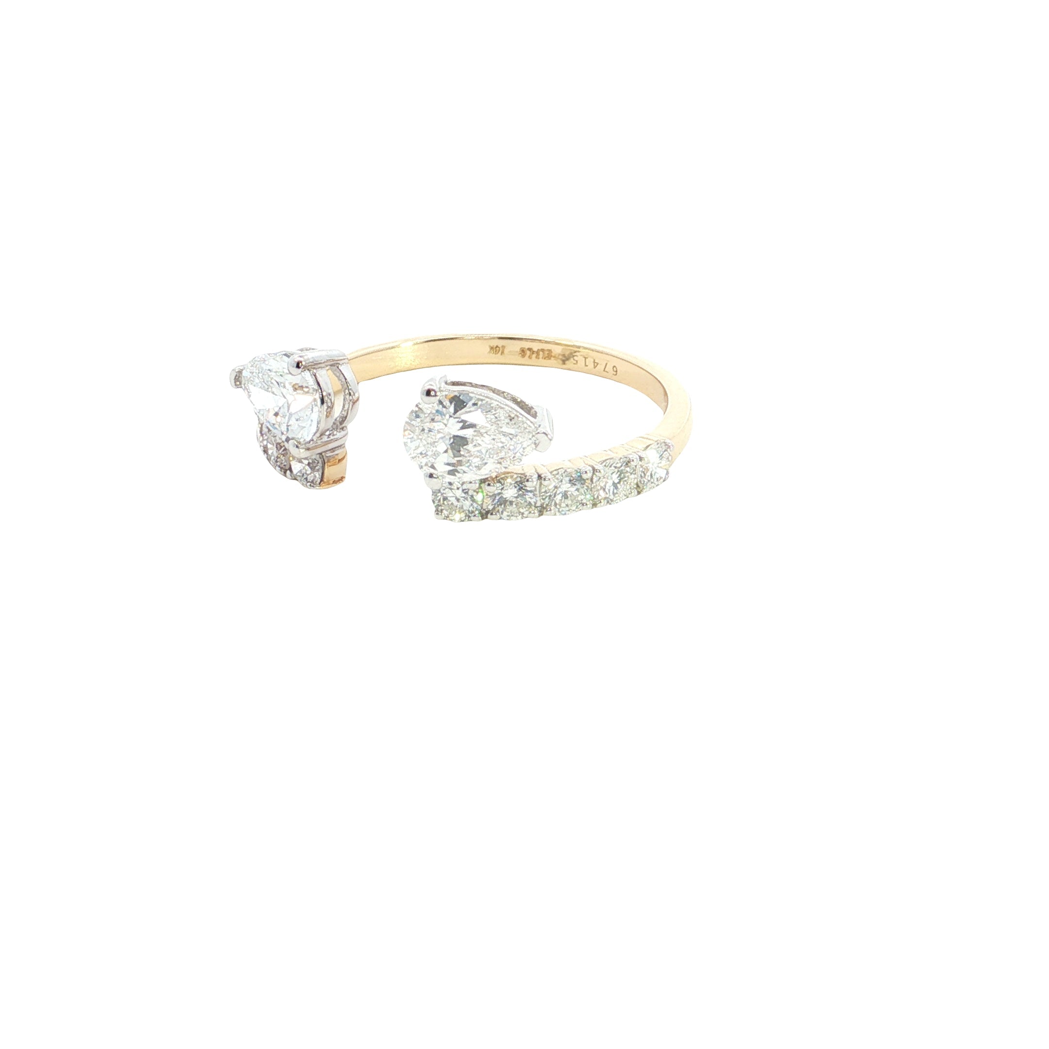 pear with round brilliant cut lab diamond stakable ring