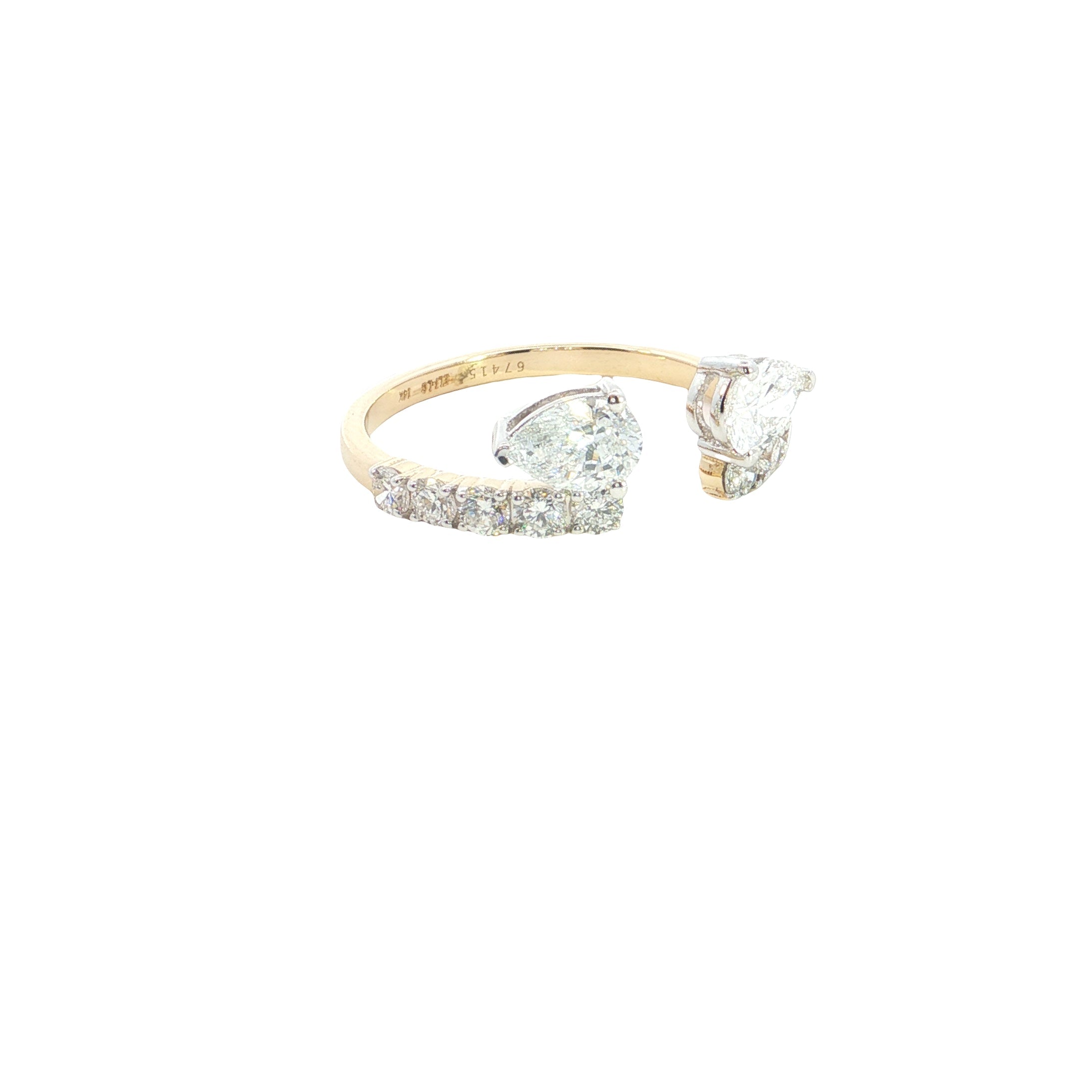 pear with round brilliant cut lab diamond stakable ring