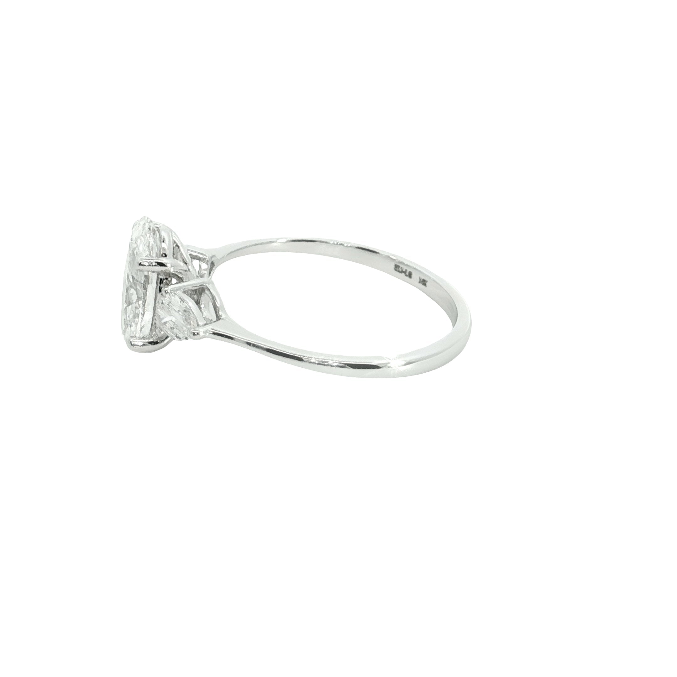 Oval with pear Cut Lab grown Diamond three stone engagement ring