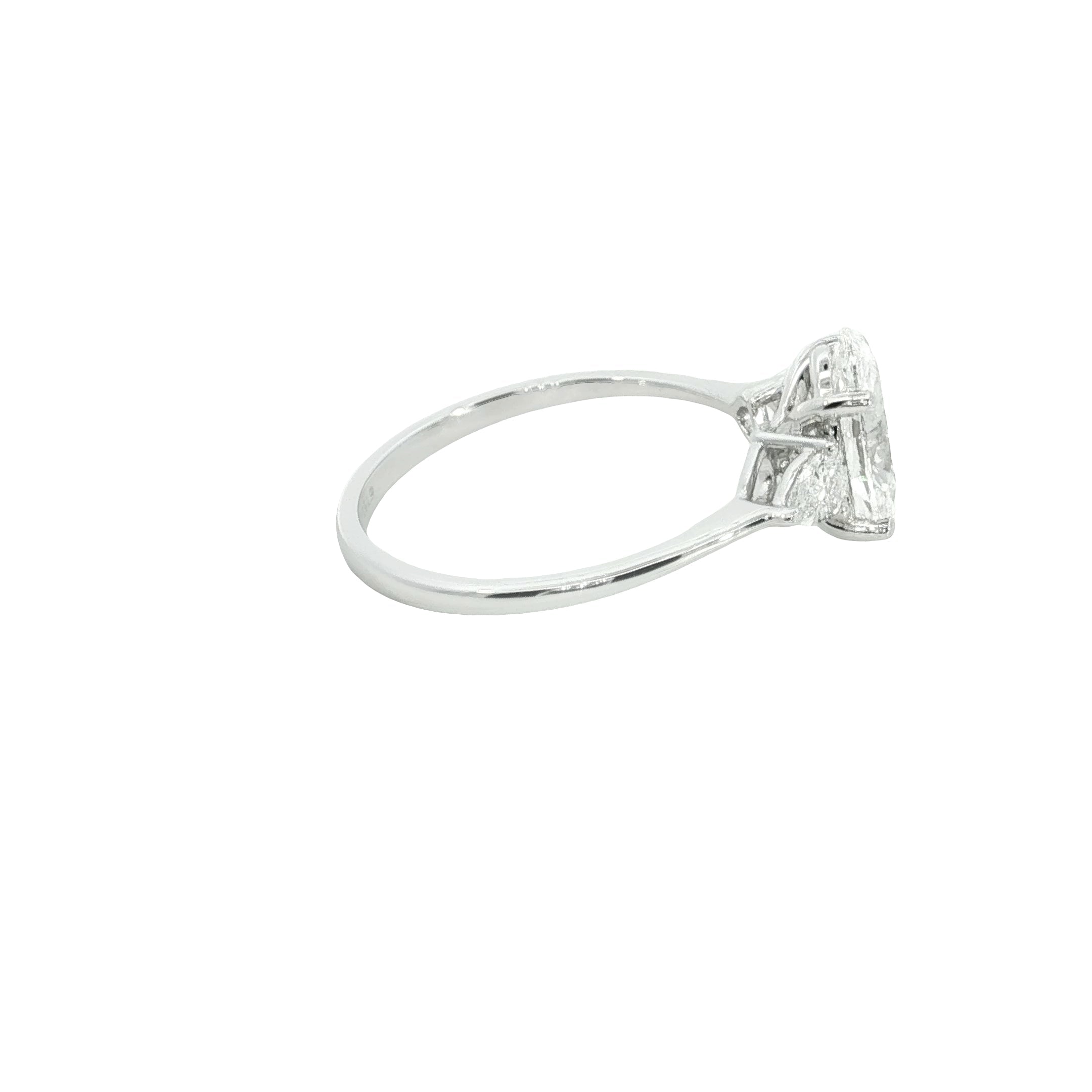 Oval with pear Cut Lab grown Diamond three stone engagement ring
