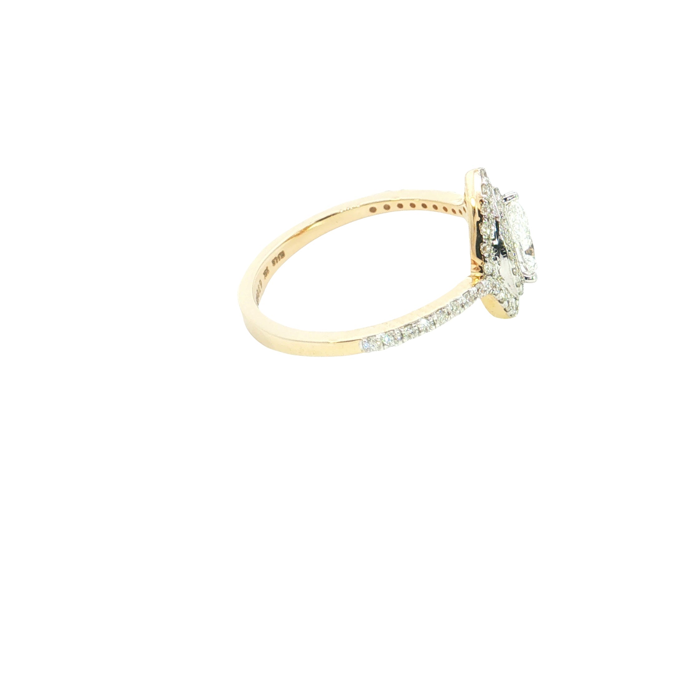 pear center with round brilliant cut halo setting lab grown diamond engagement ring