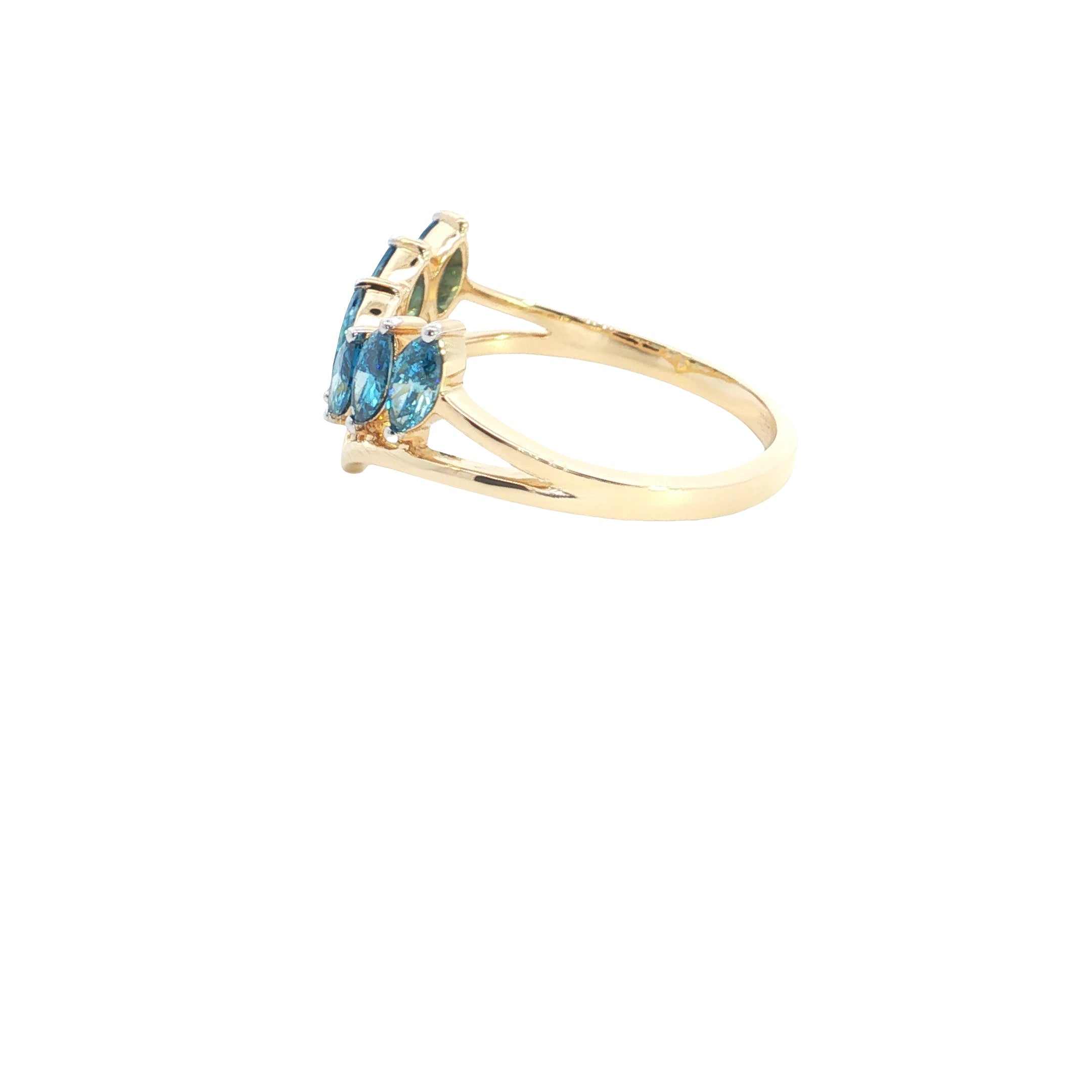 blue color marquise cut lab grown diamond stakable ring
