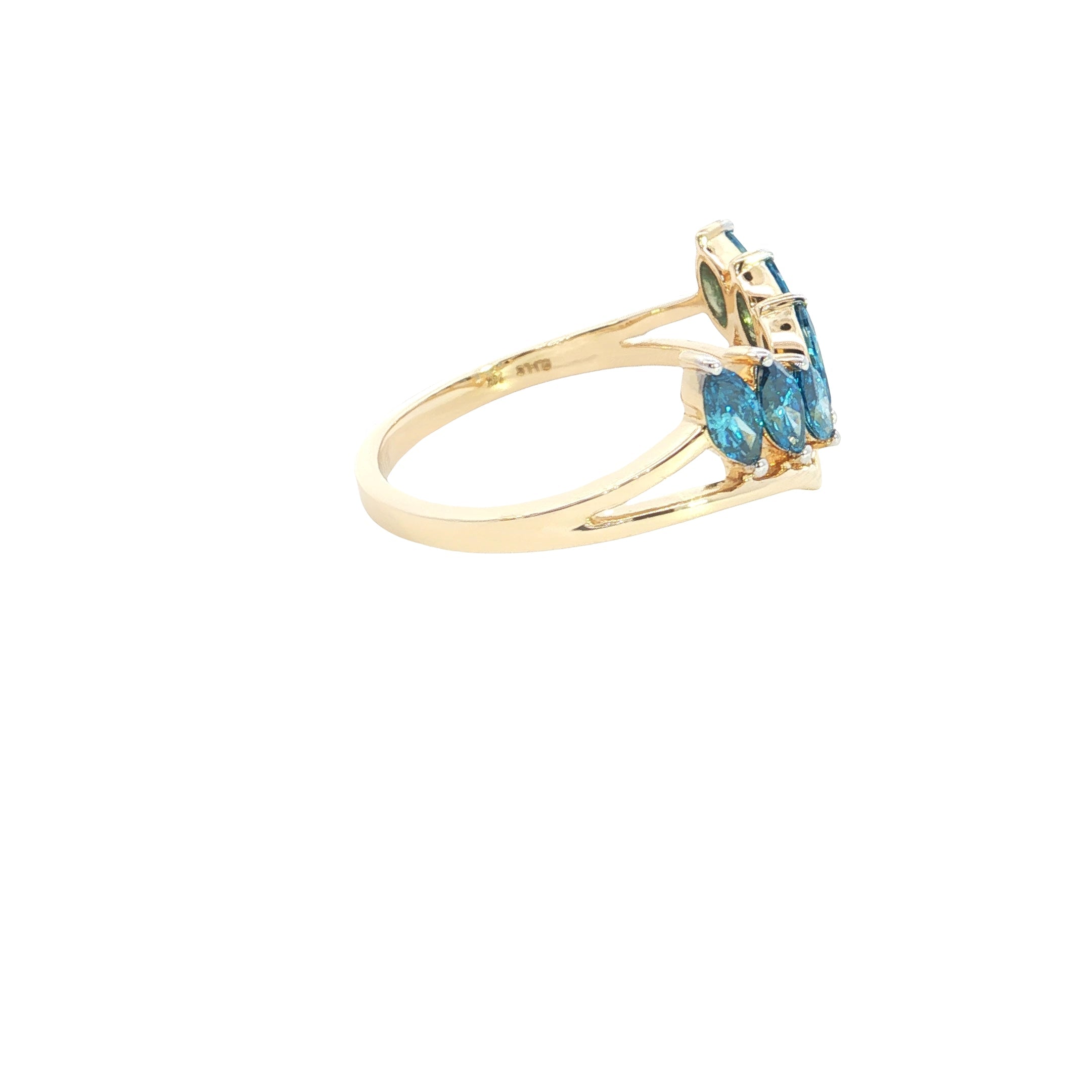 blue color marquise cut lab grown diamond stakable ring