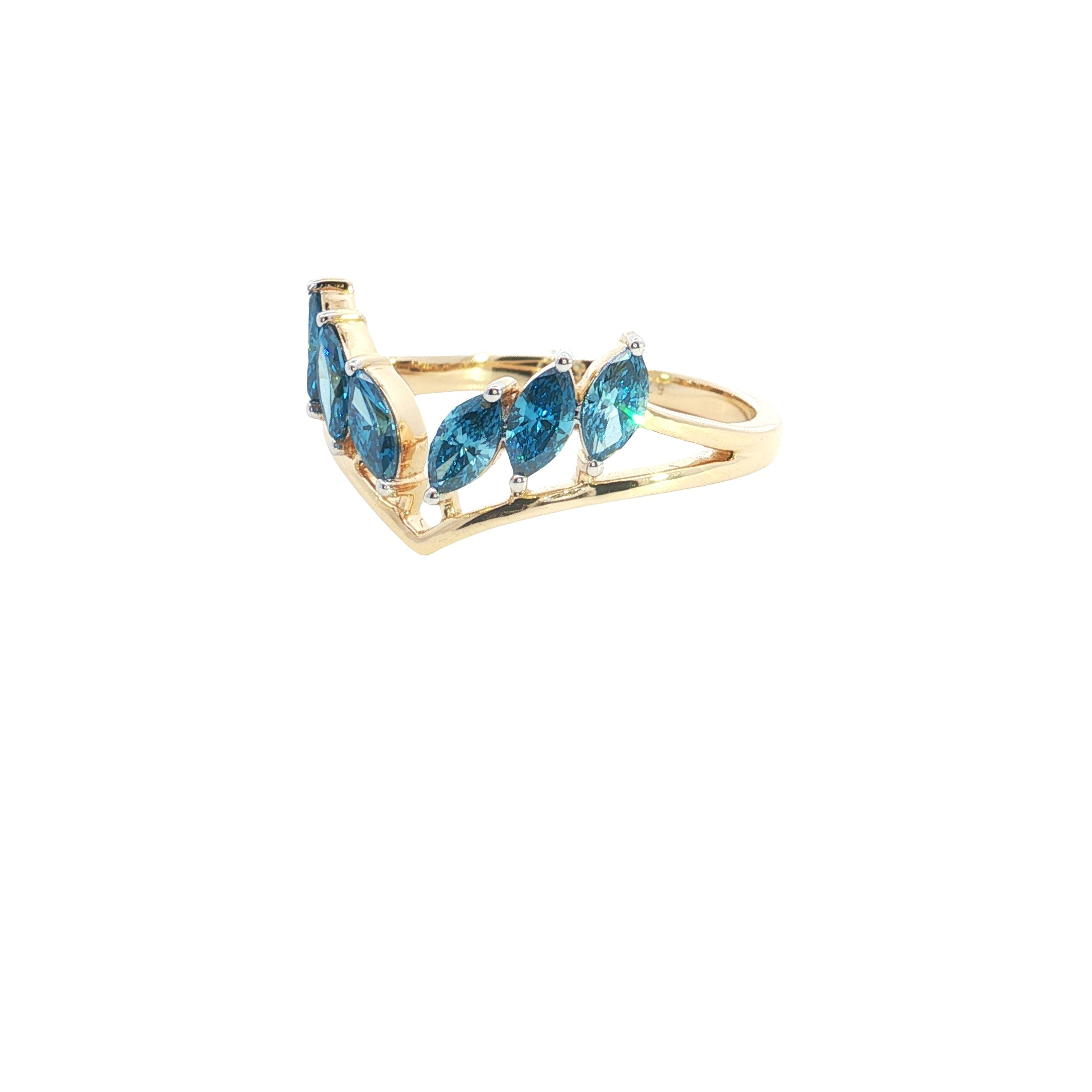 blue color marquise cut lab grown diamond stakable ring