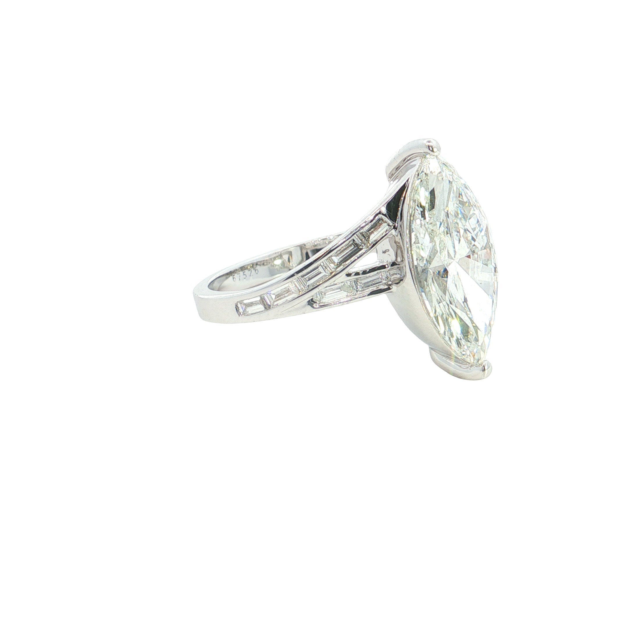 marquise center with BAGUETTE  and round lab grown diamond engagement ring