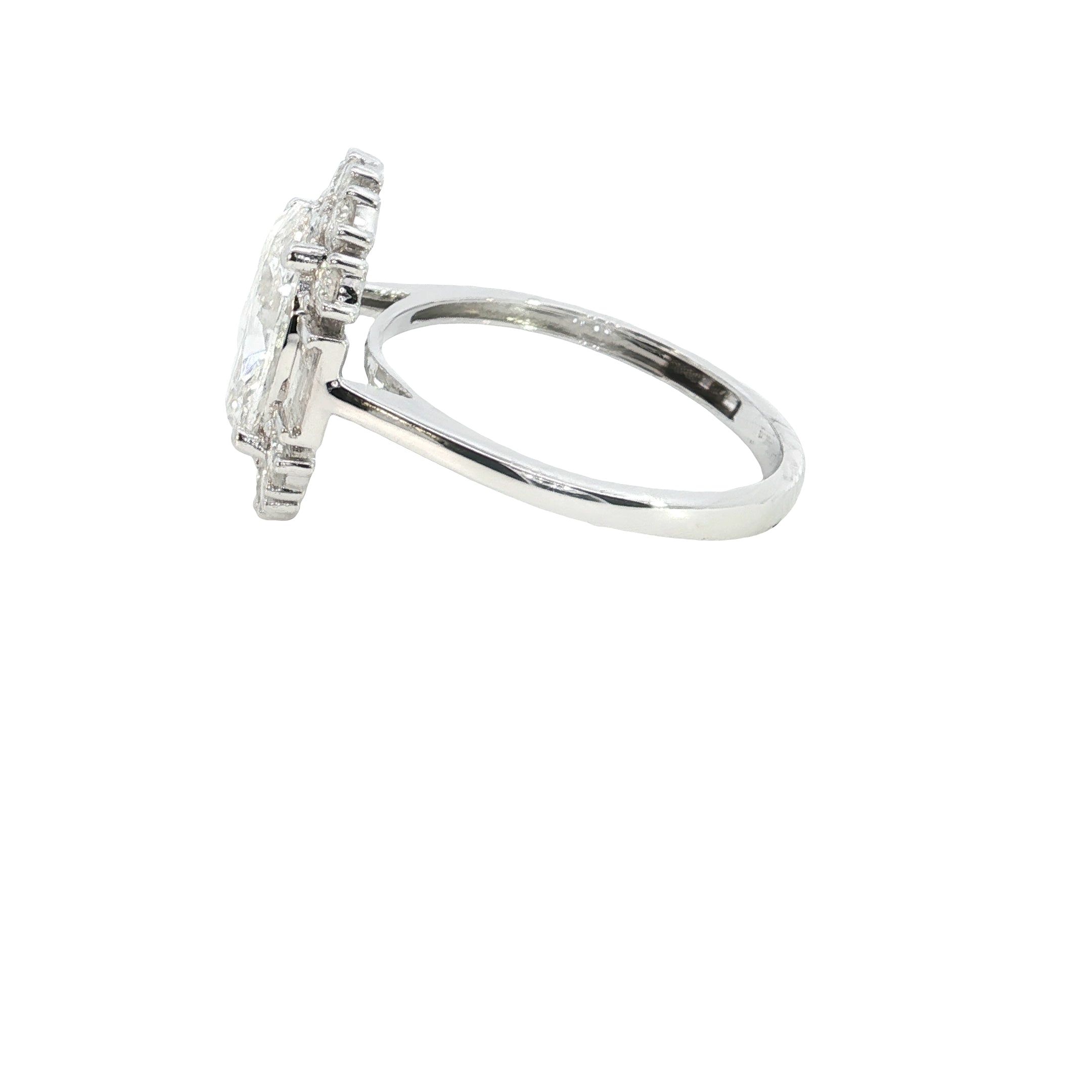 oval with BAGUETTE  and round lab diamond engagement ring