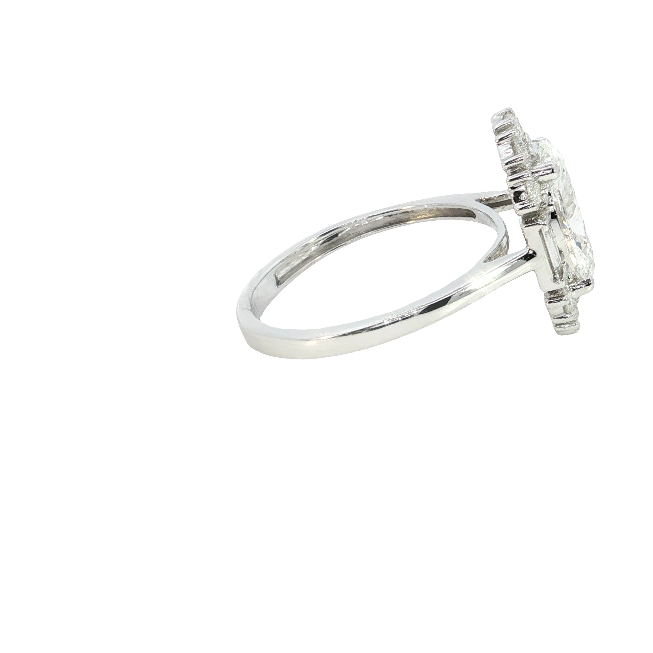 oval with BAGUETTE  and round lab diamond engagement ring
