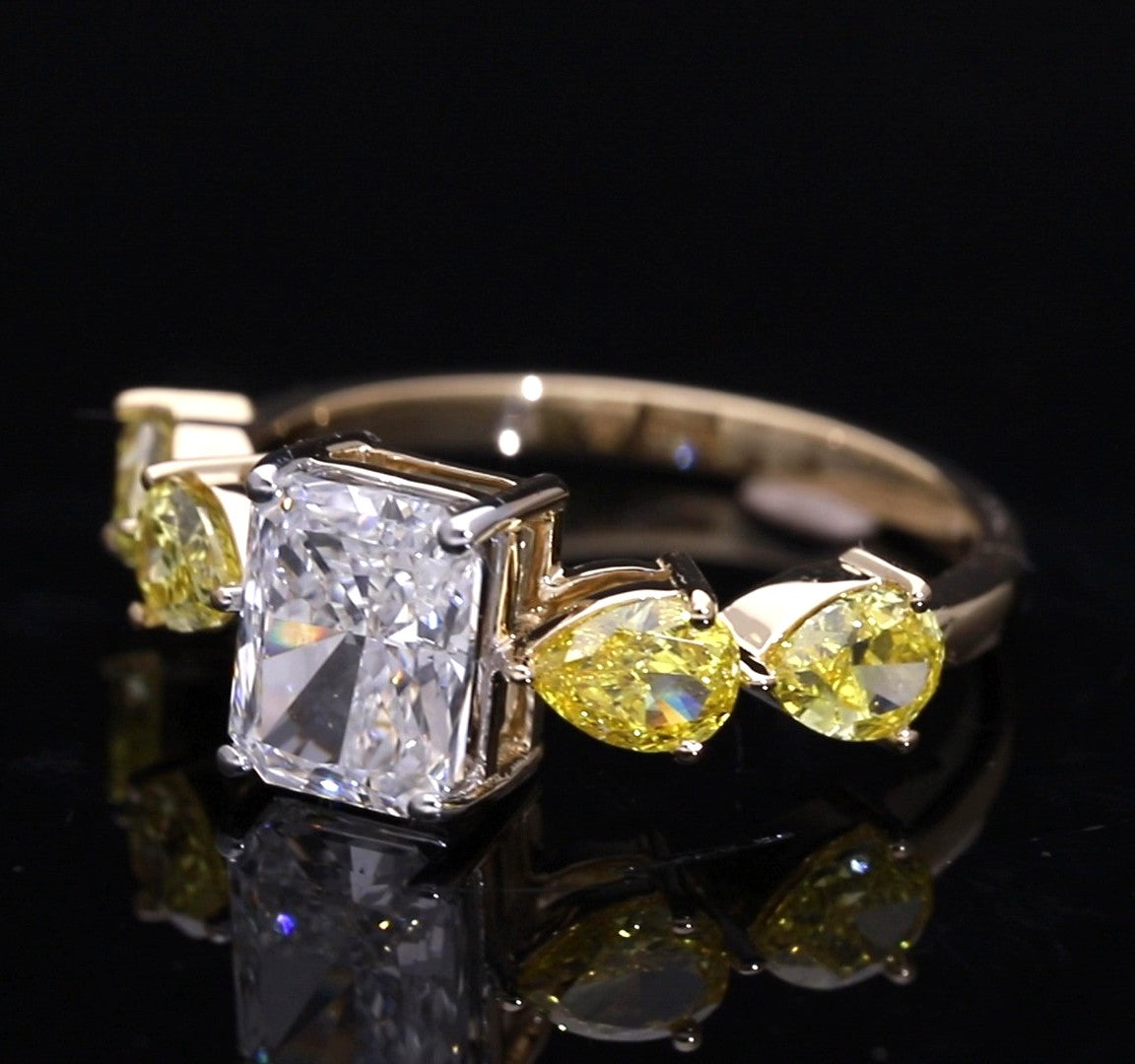 2.55 Carat Radiant Cut and Pink Pear Lab-Grown Diamond Engagement Ring