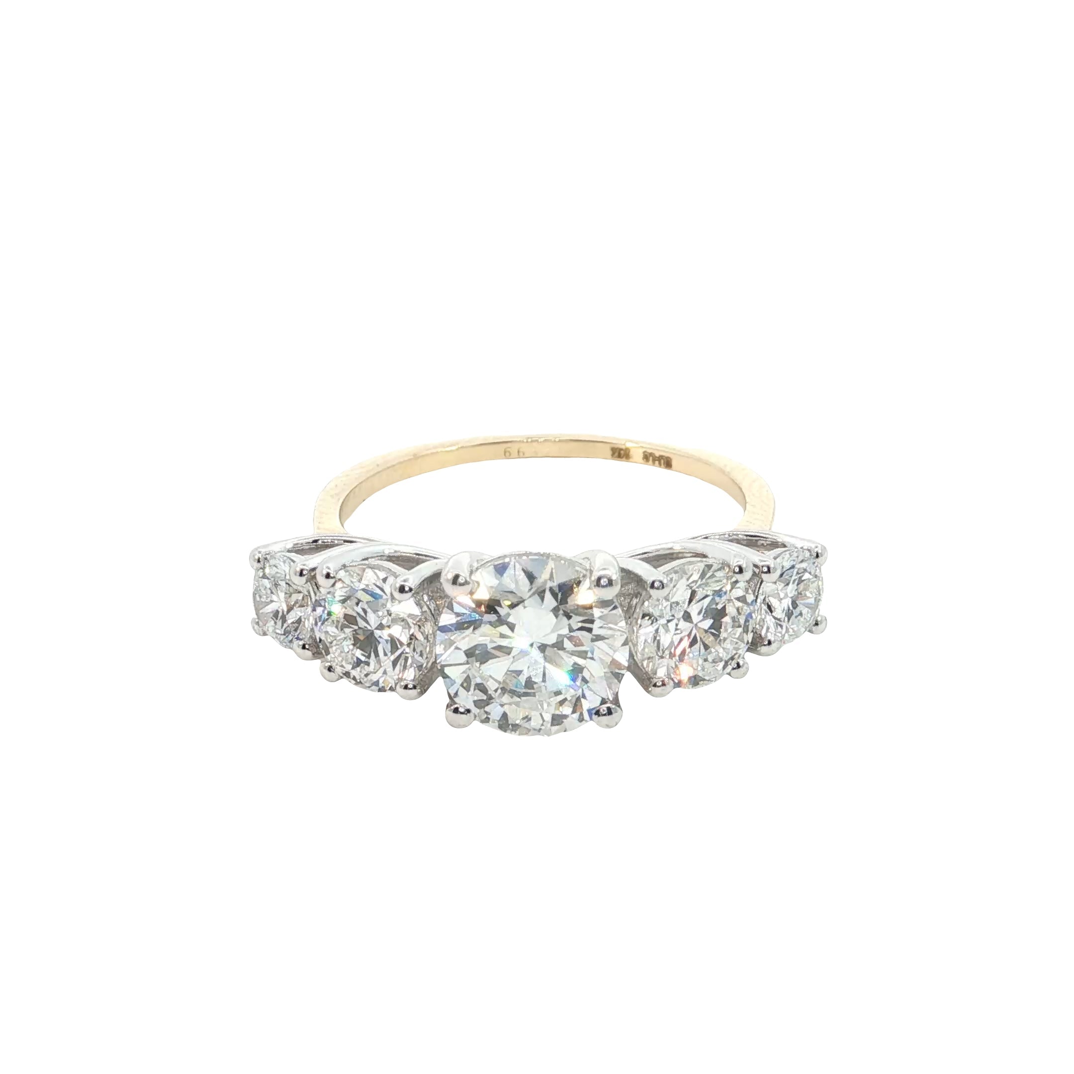 Five Stone Round Brilliant Cut Lab grown Diamond Engagement Ring