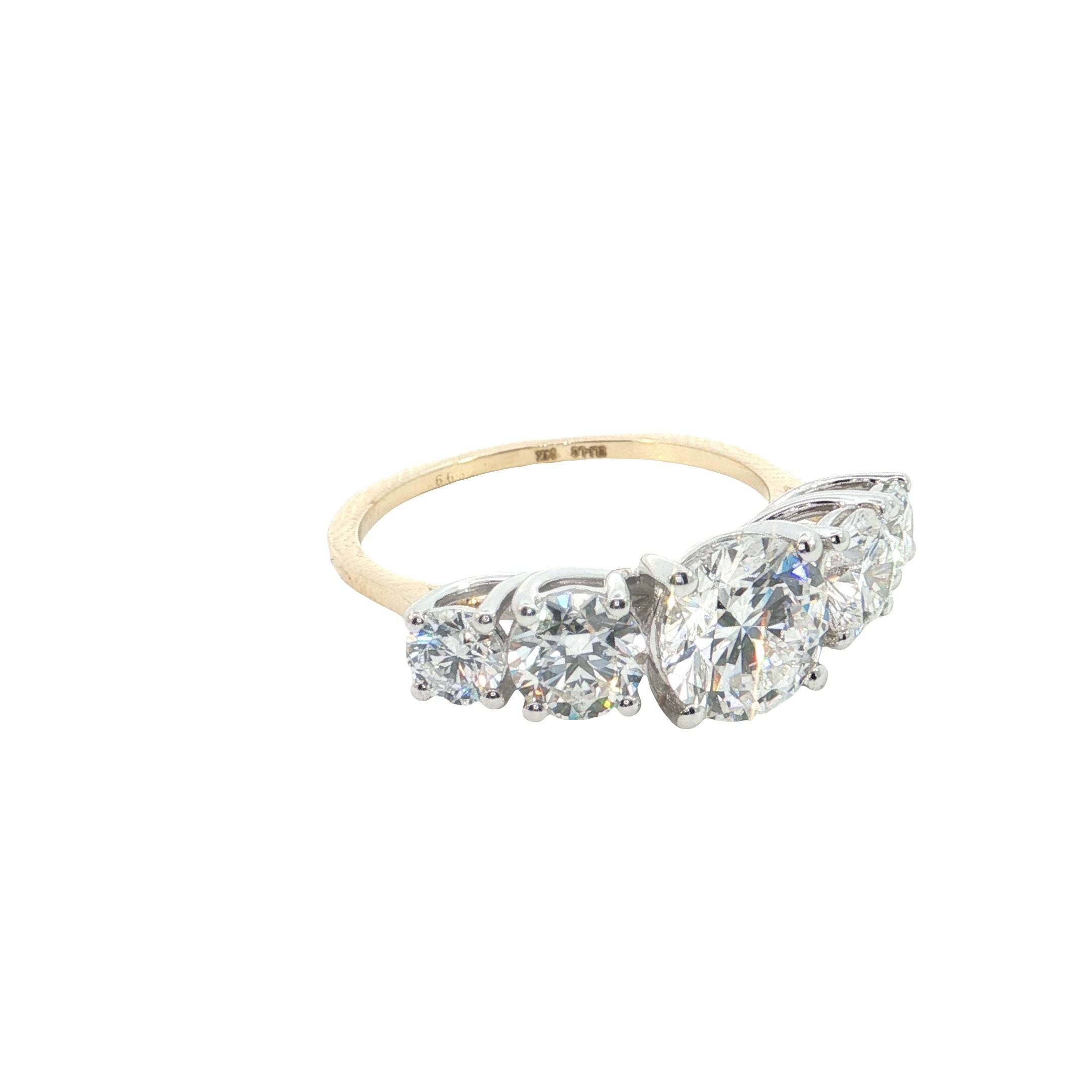 Five Stone Round Brilliant Cut Lab grown Diamond Engagement Ring