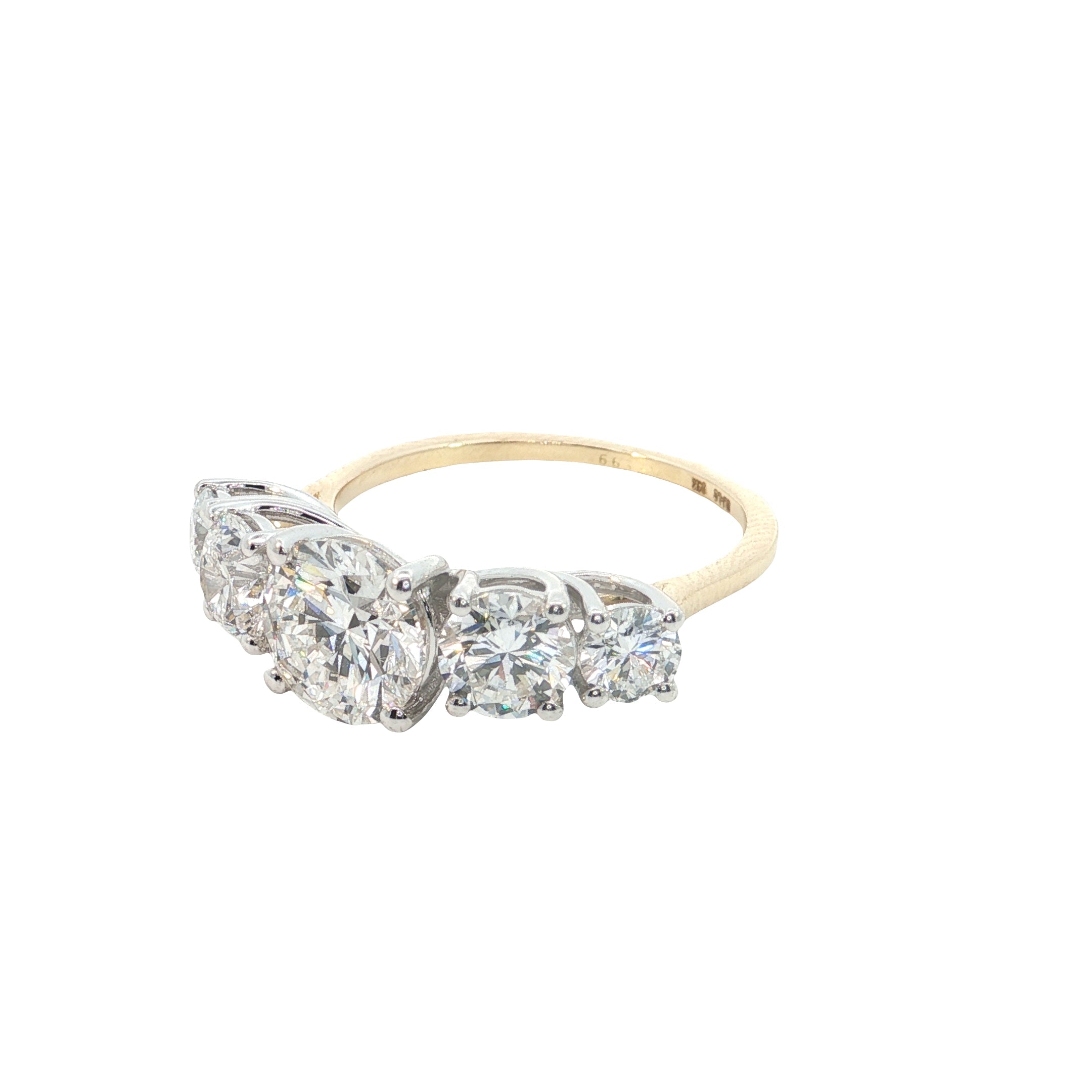 Five Stone Round Brilliant Cut Lab grown Diamond Engagement Ring