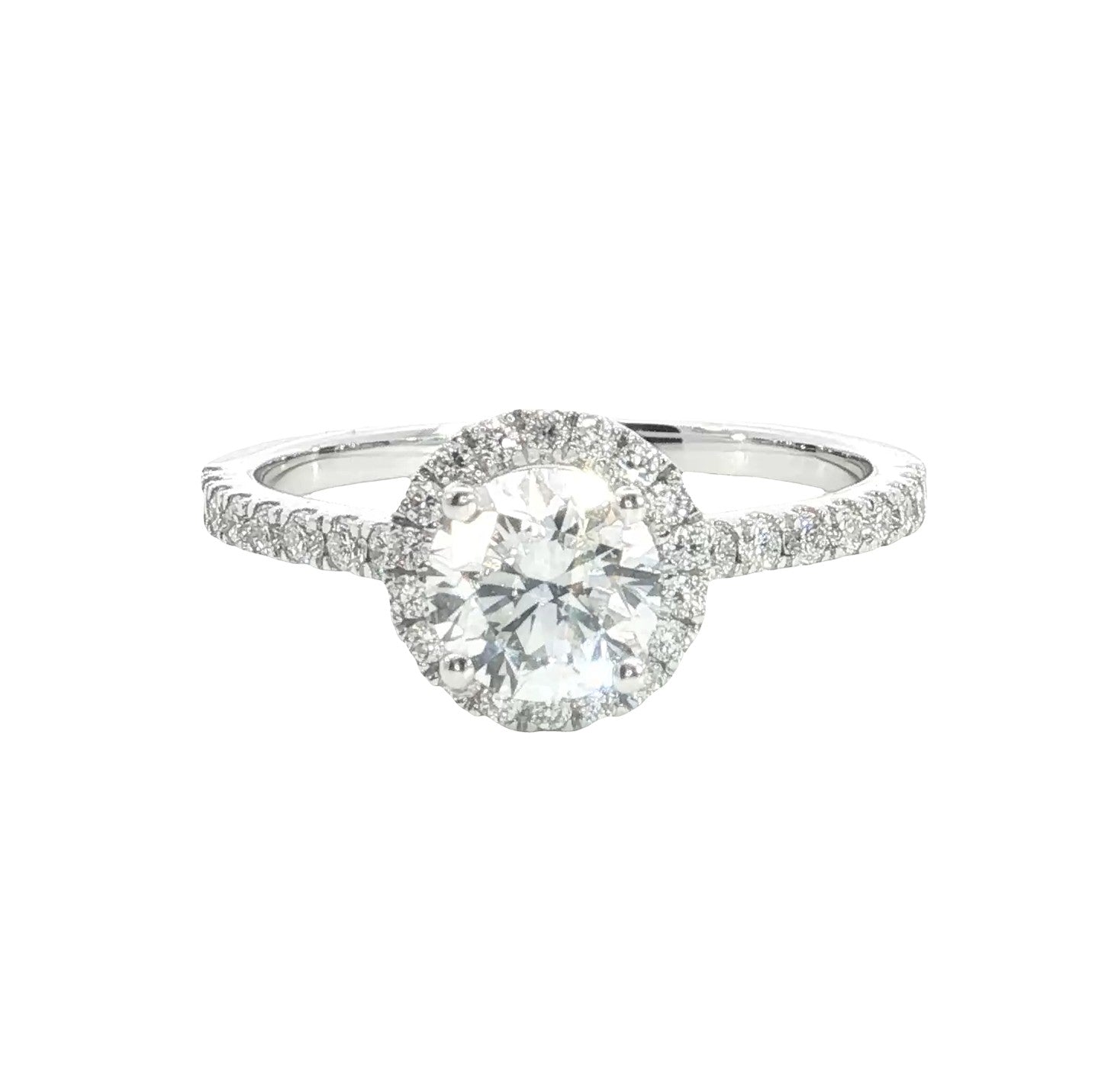 Round centar with Round Brilliant Cut Lab grown Diamond halo Engagement Ring