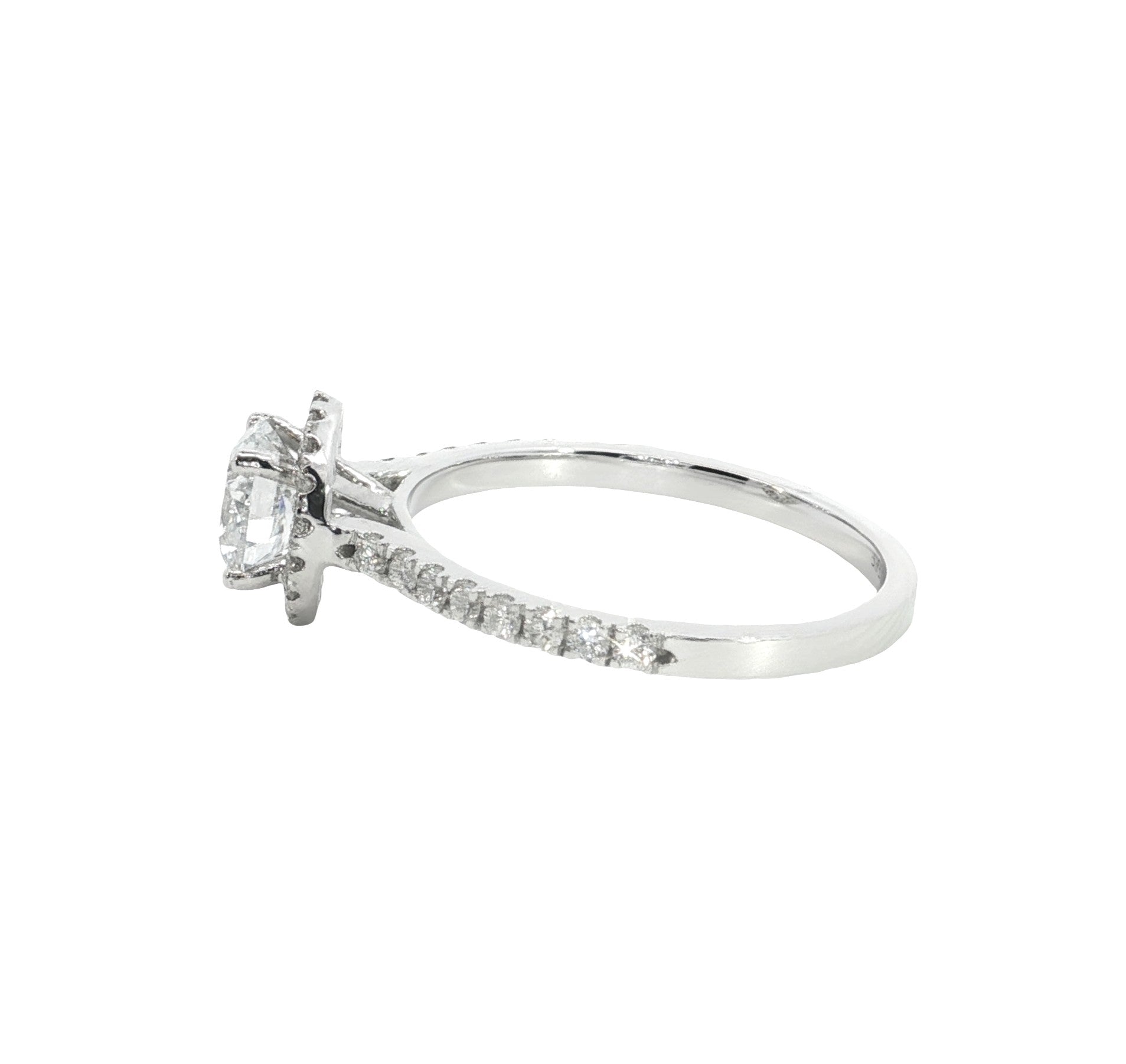Round centar with Round Brilliant Cut Lab grown Diamond halo Engagement Ring