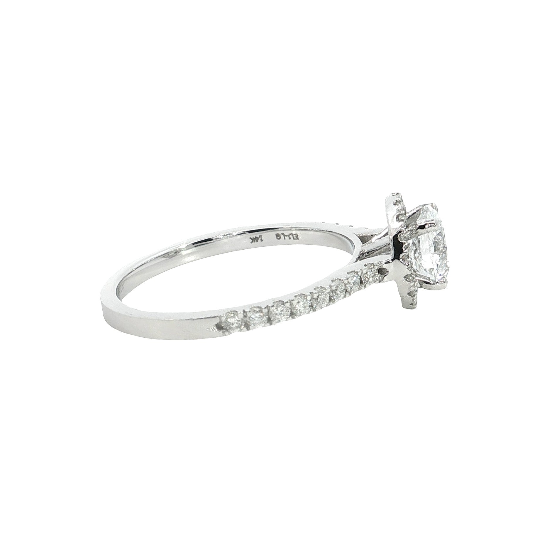 Round centar with Round Brilliant Cut Lab grown Diamond halo Engagement Ring