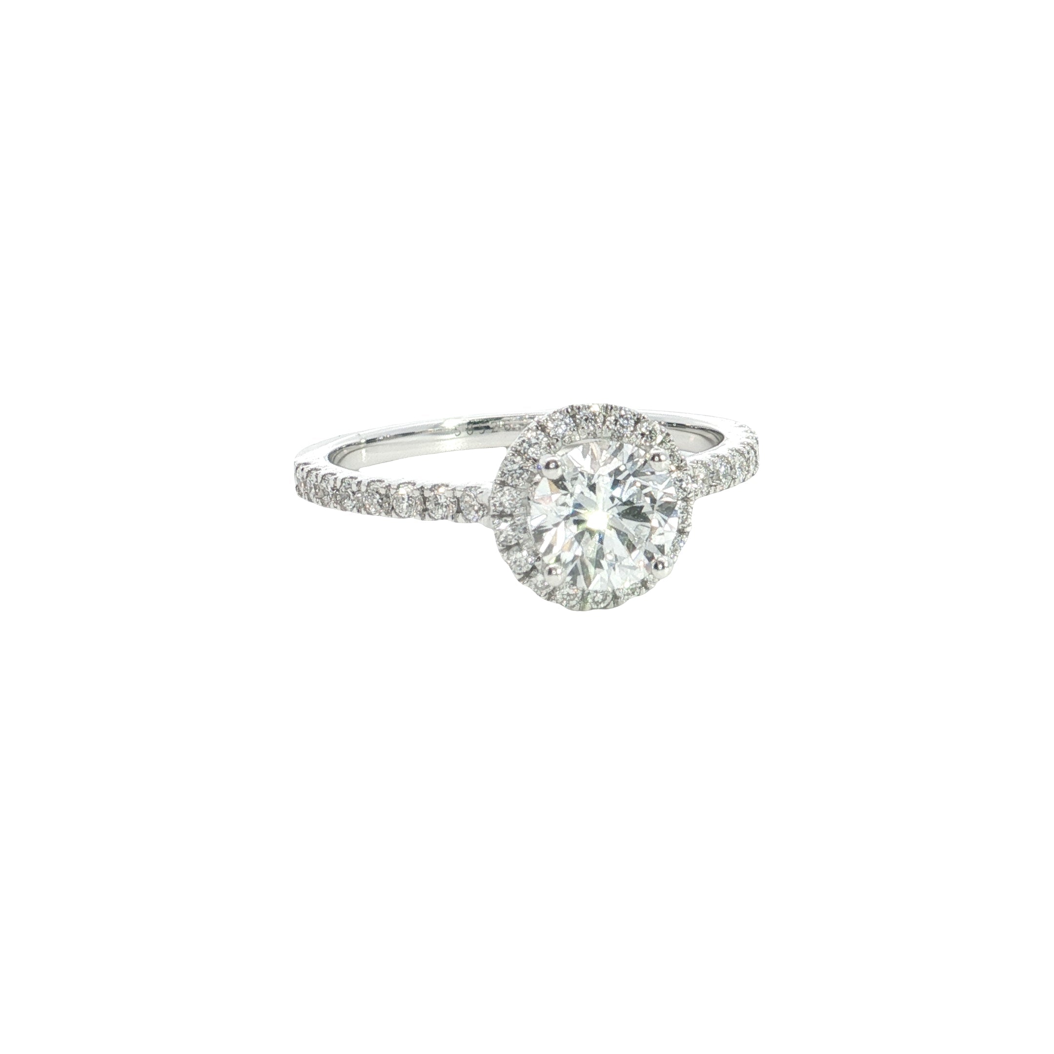 Round centar with Round Brilliant Cut Lab grown Diamond halo Engagement Ring
