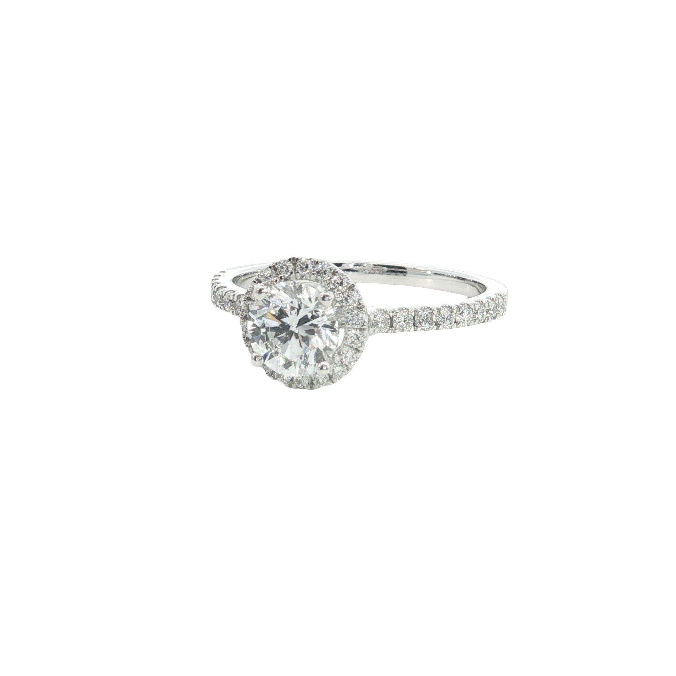 Round centar with Round Brilliant Cut Lab grown Diamond halo Engagement Ring