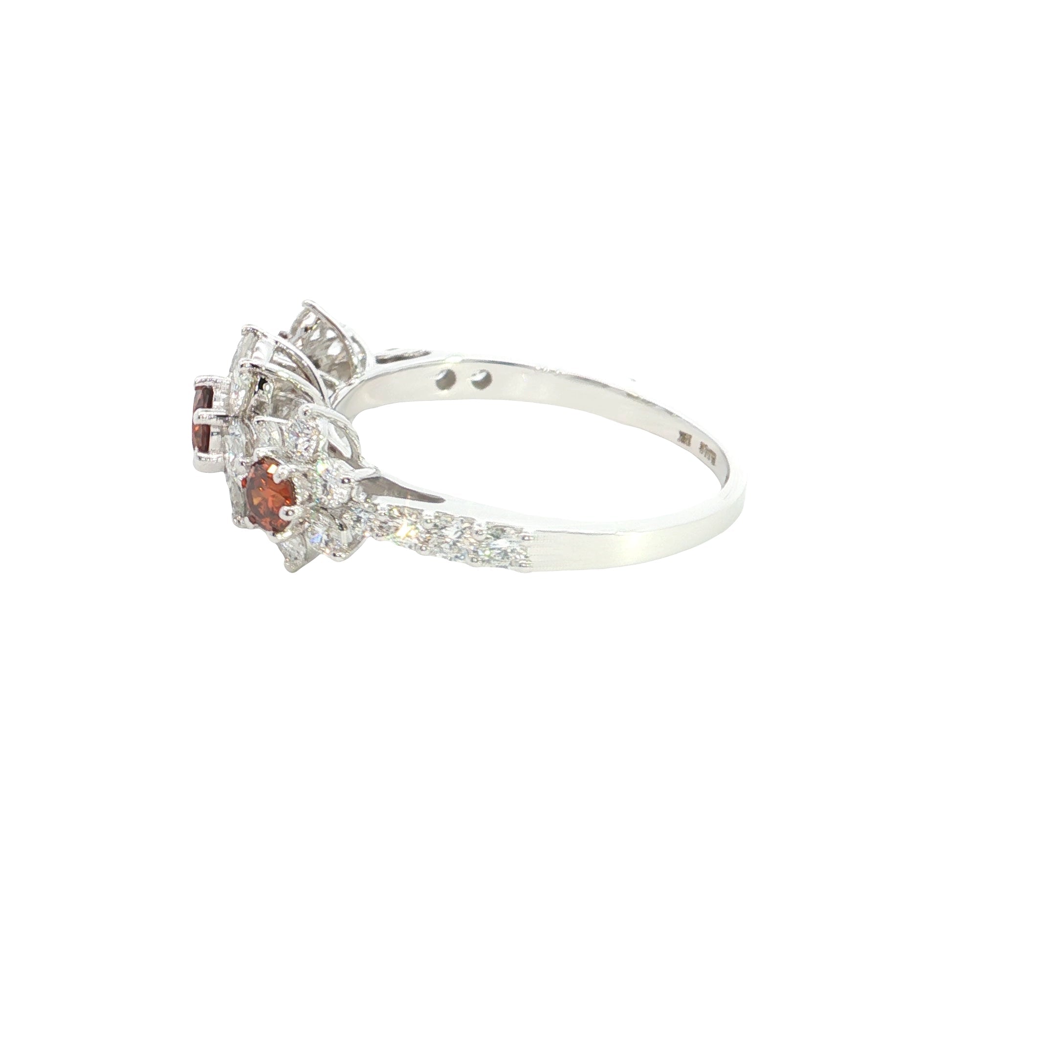 Round Brilliant cut with  color and white Lab grown Diamond  Fashion Ring
