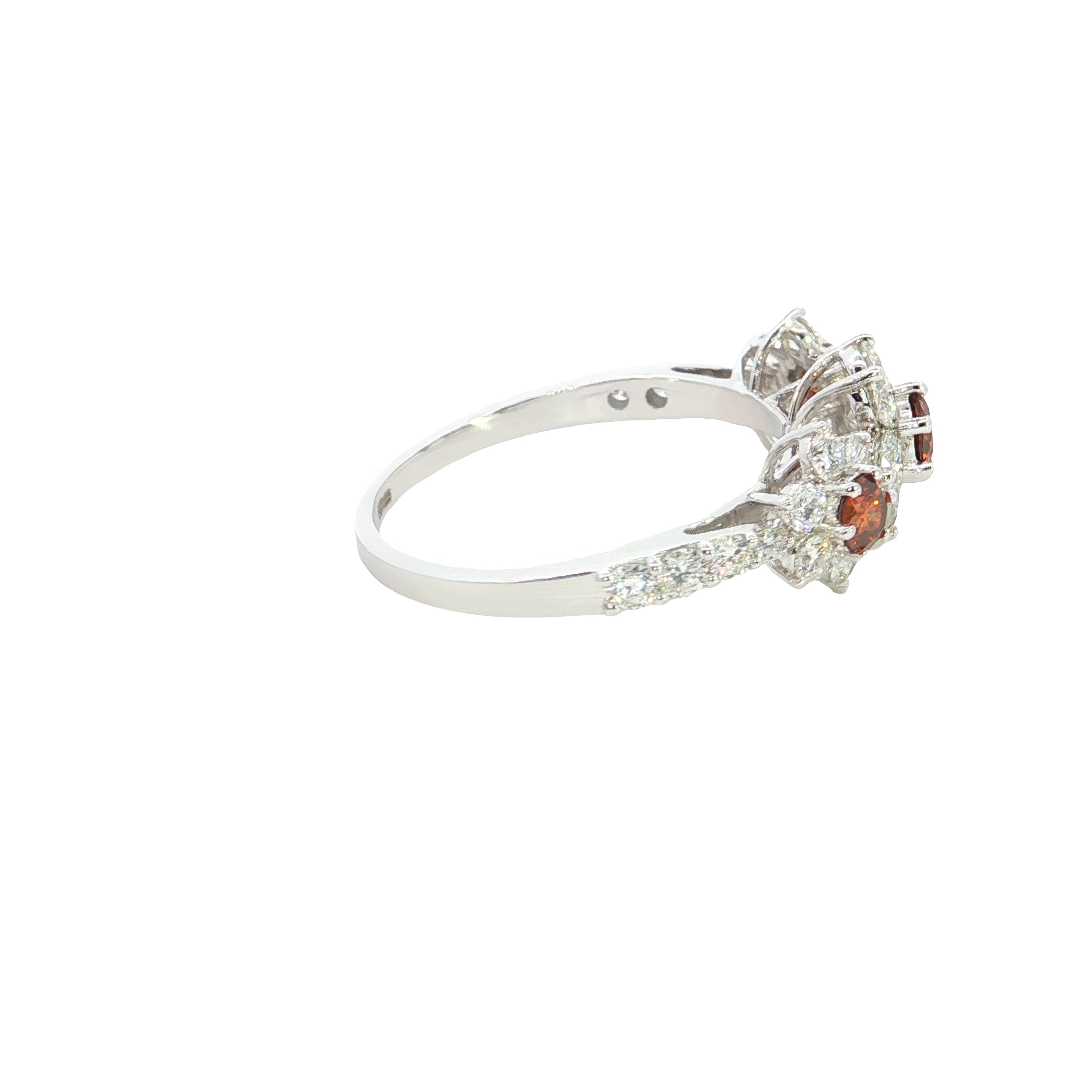Round Brilliant cut with  color and white Lab grown Diamond  Fashion Ring