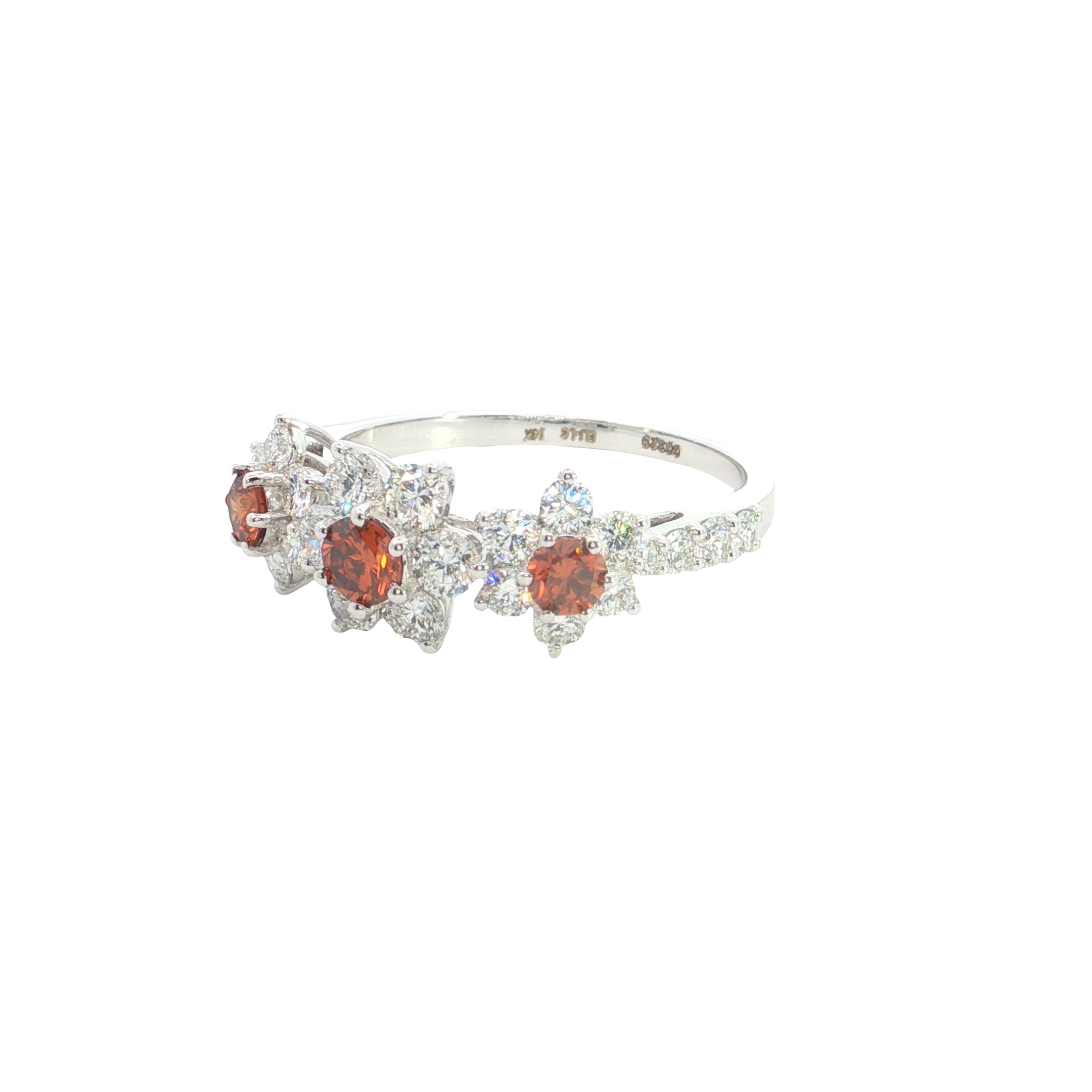 Round Brilliant cut with  color and white Lab grown Diamond  Fashion Ring