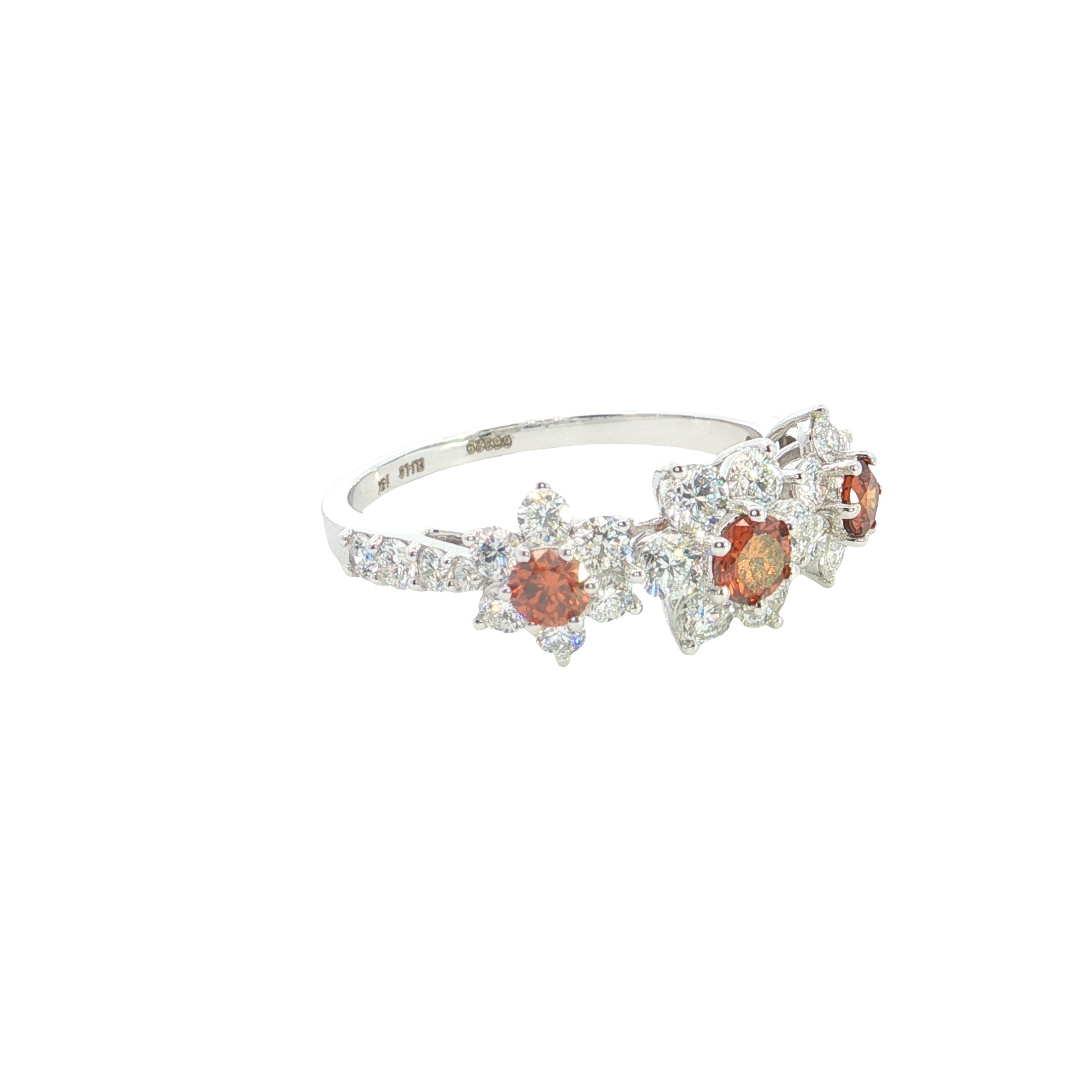 Round Brilliant cut with  color and white Lab grown Diamond  Fashion Ring