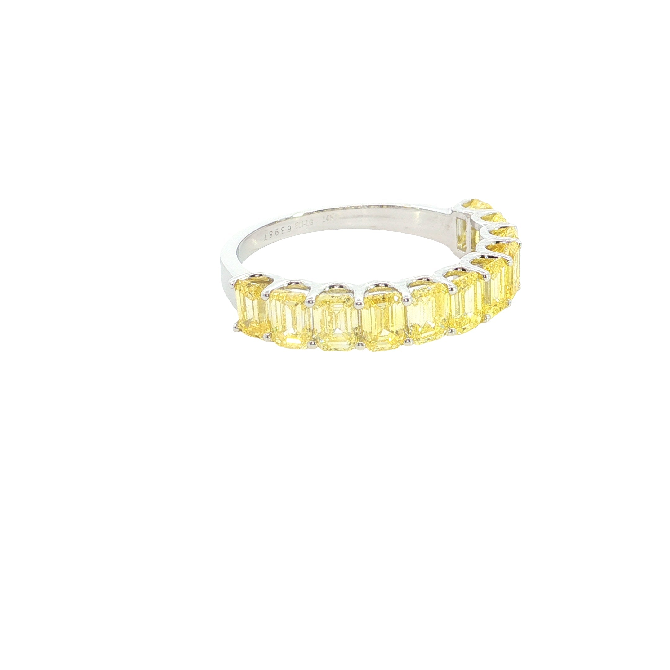 yellow radiant cut lab grown diamond half eternity stackable ring band