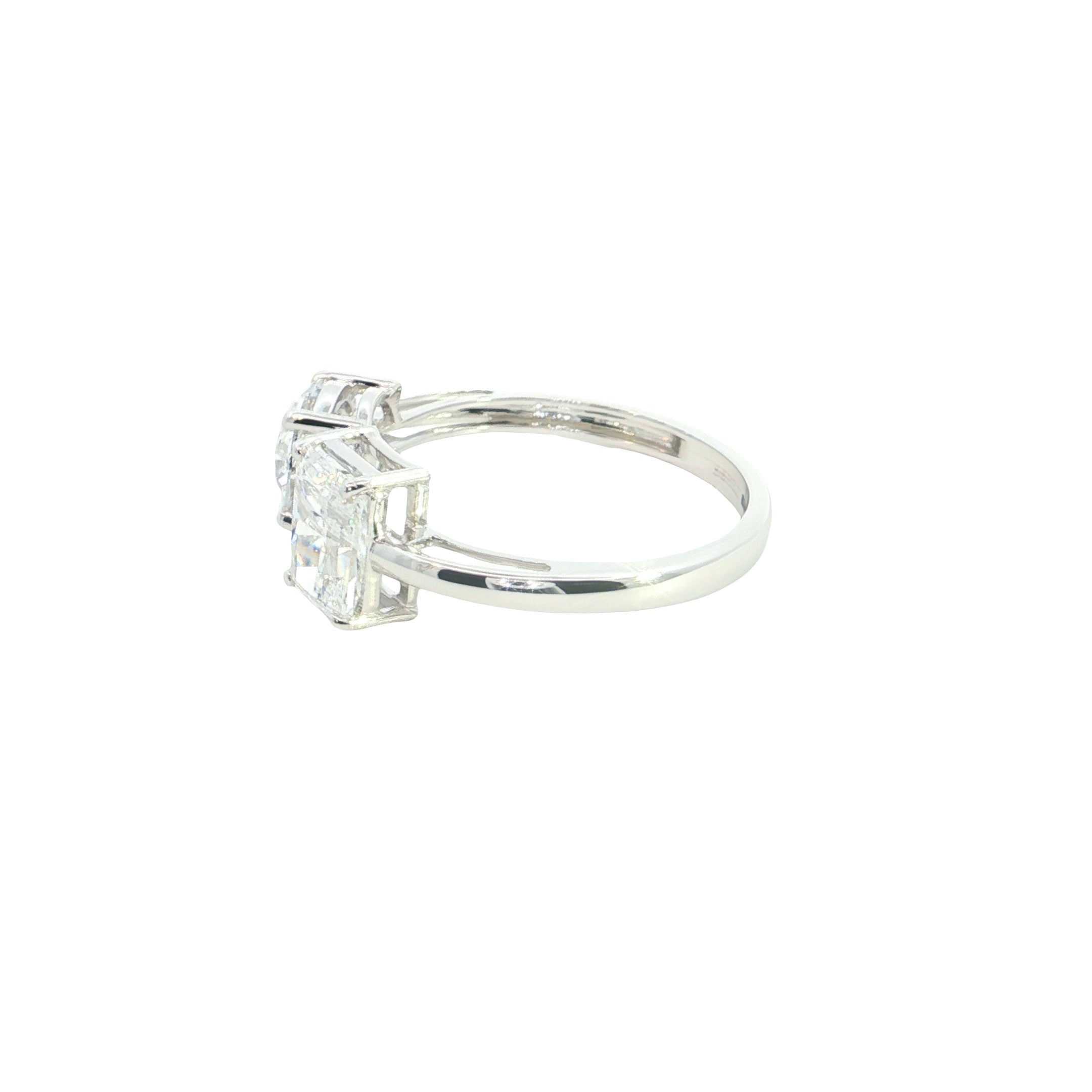 Radiant and Round Brilliant Cut Lab grown Diamond Two Stone Ring