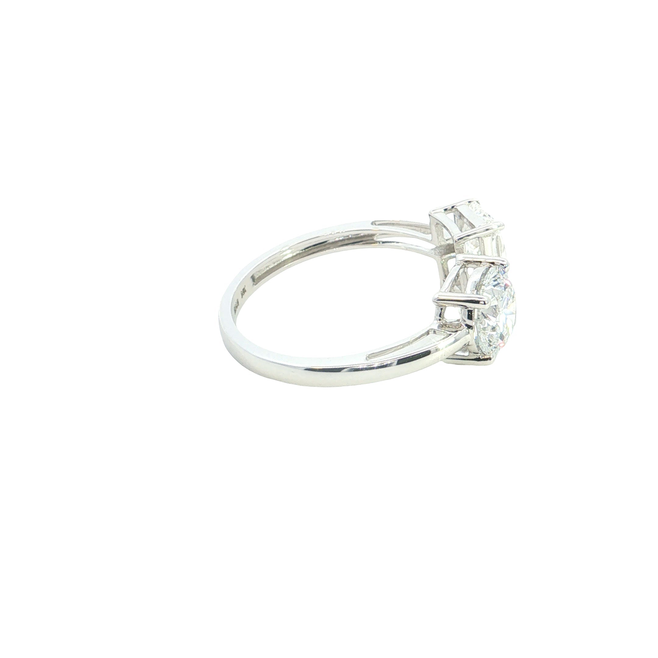 Radiant and Round Brilliant Cut Lab grown Diamond Two Stone Ring