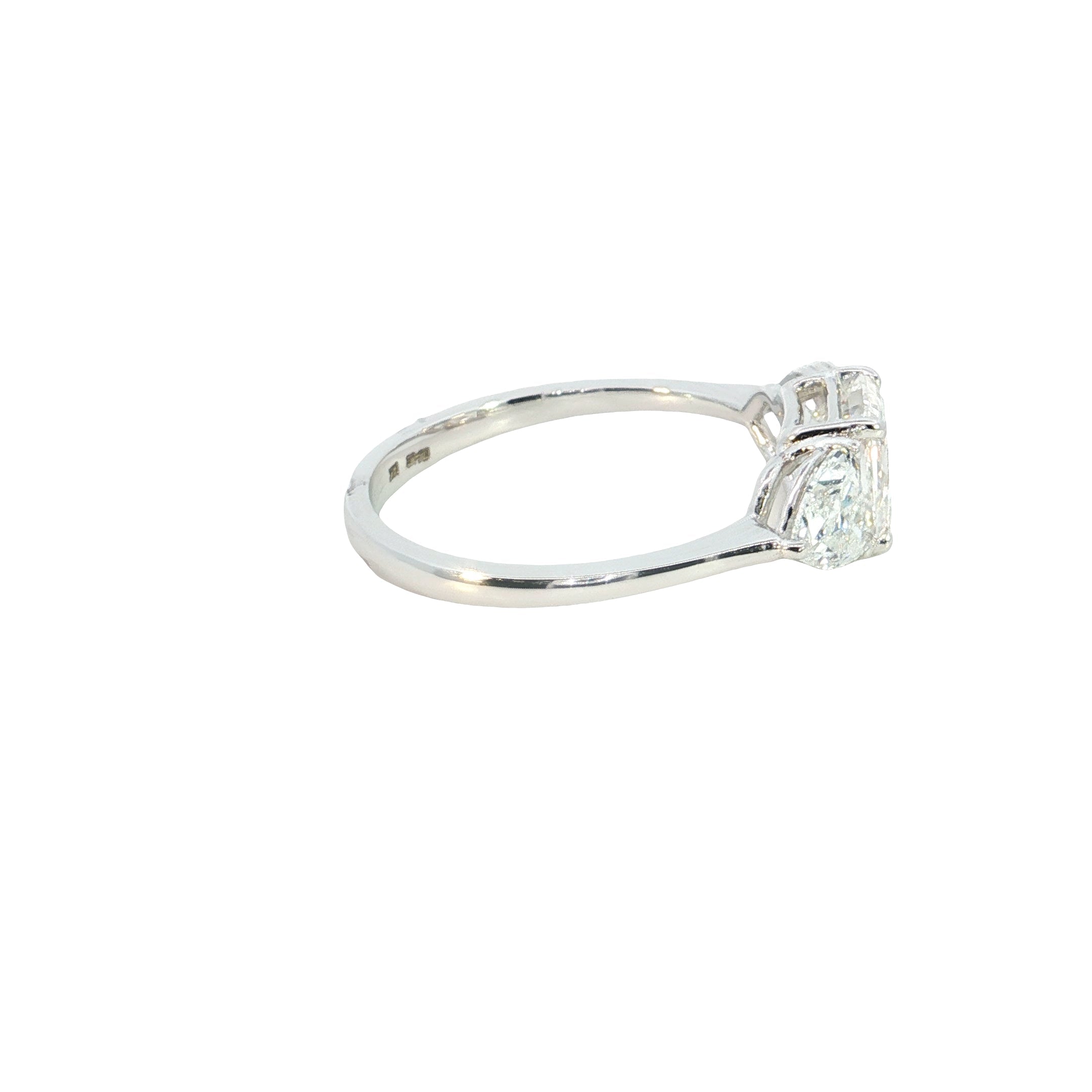 Asscher cut with Heart Lab grown Diamond Three Stone Engagement Ring