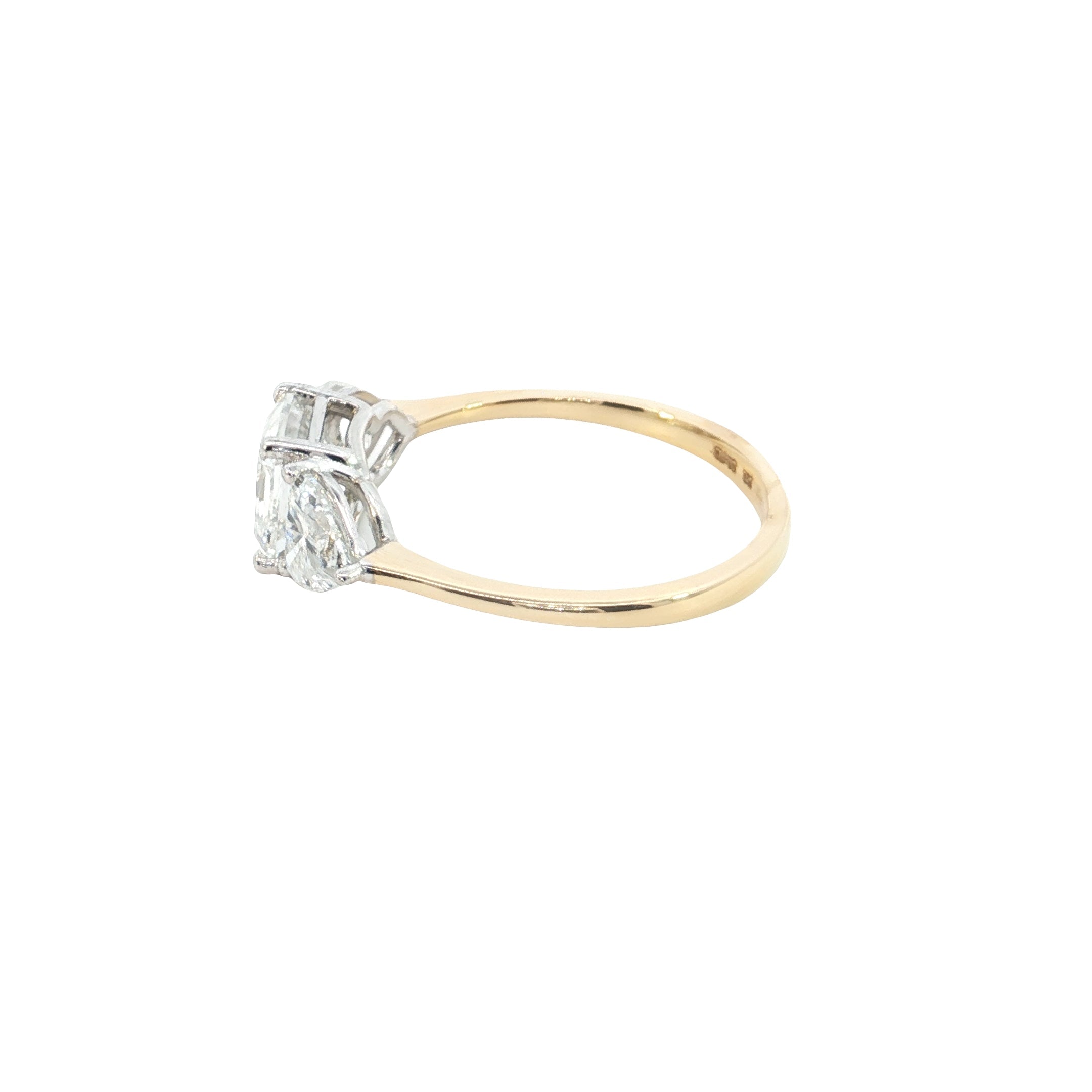 Asscher cut with Heart Lab grown Diamond Three Stone Engagement Ring