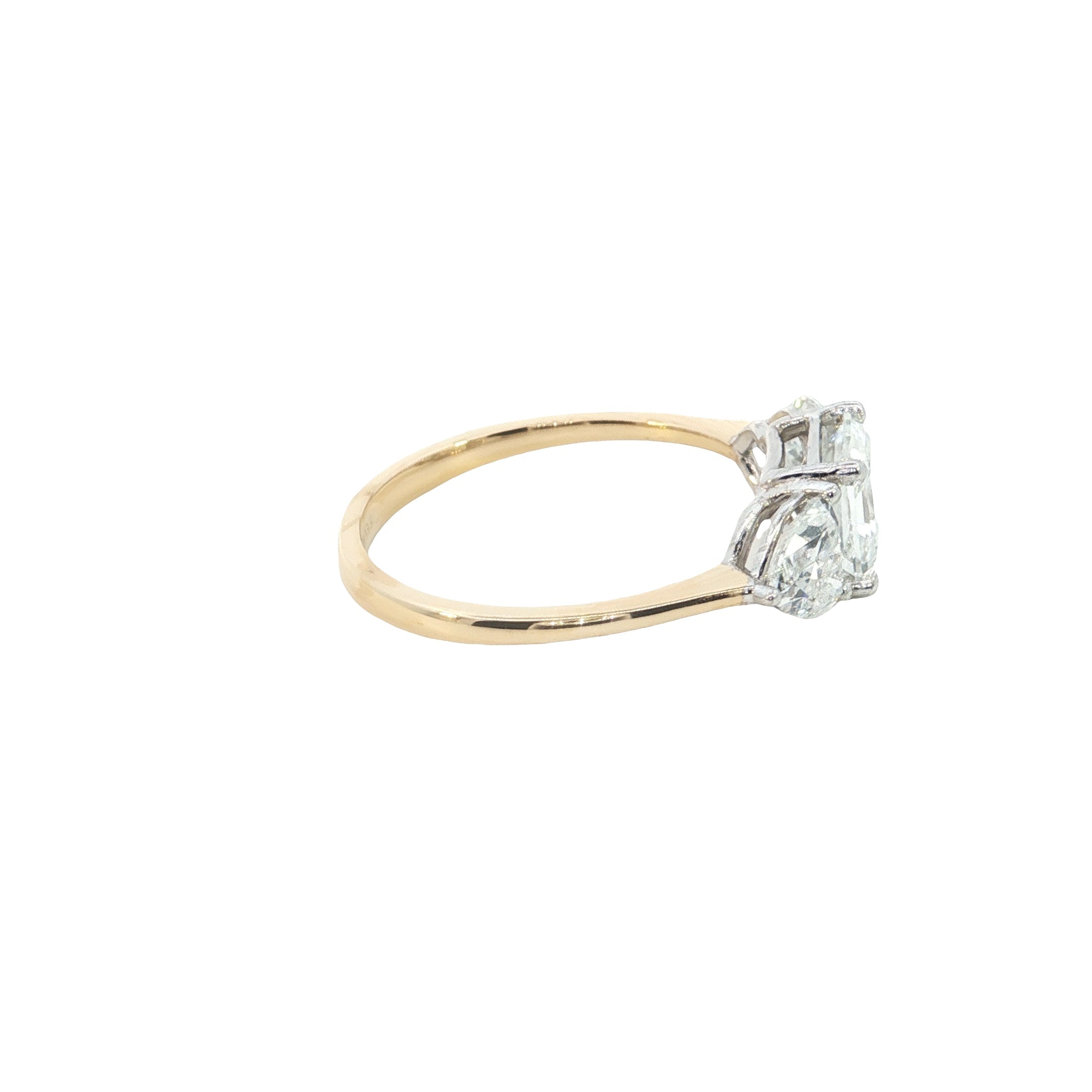 Asscher cut with Heart Lab grown Diamond Three Stone Engagement Ring